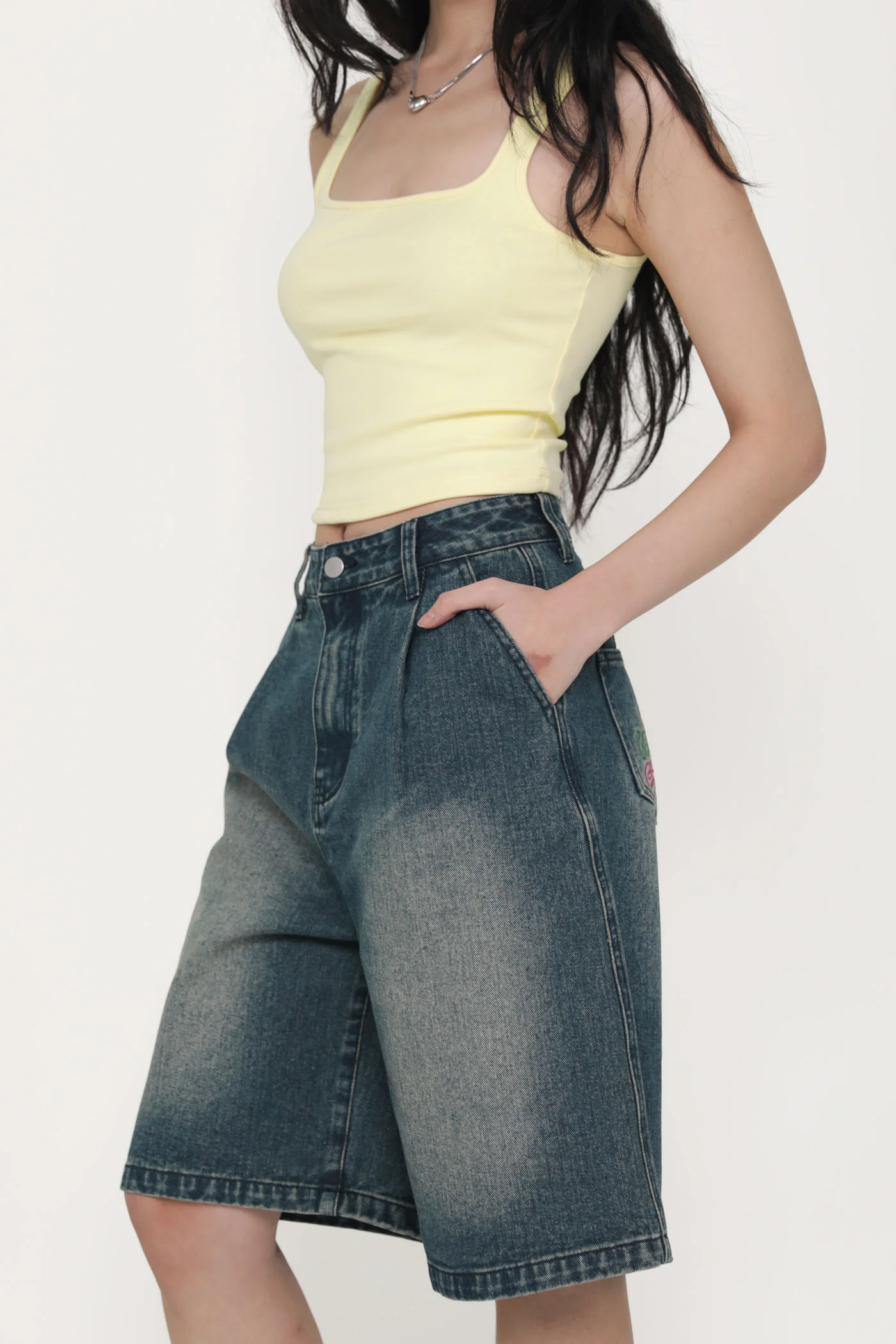 Keep Going Pleated Denim Jorts - Image 14