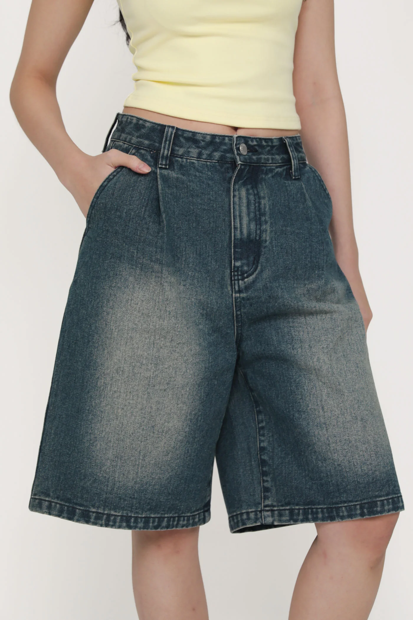Keep Going Pleated Denim Jorts - Image 15