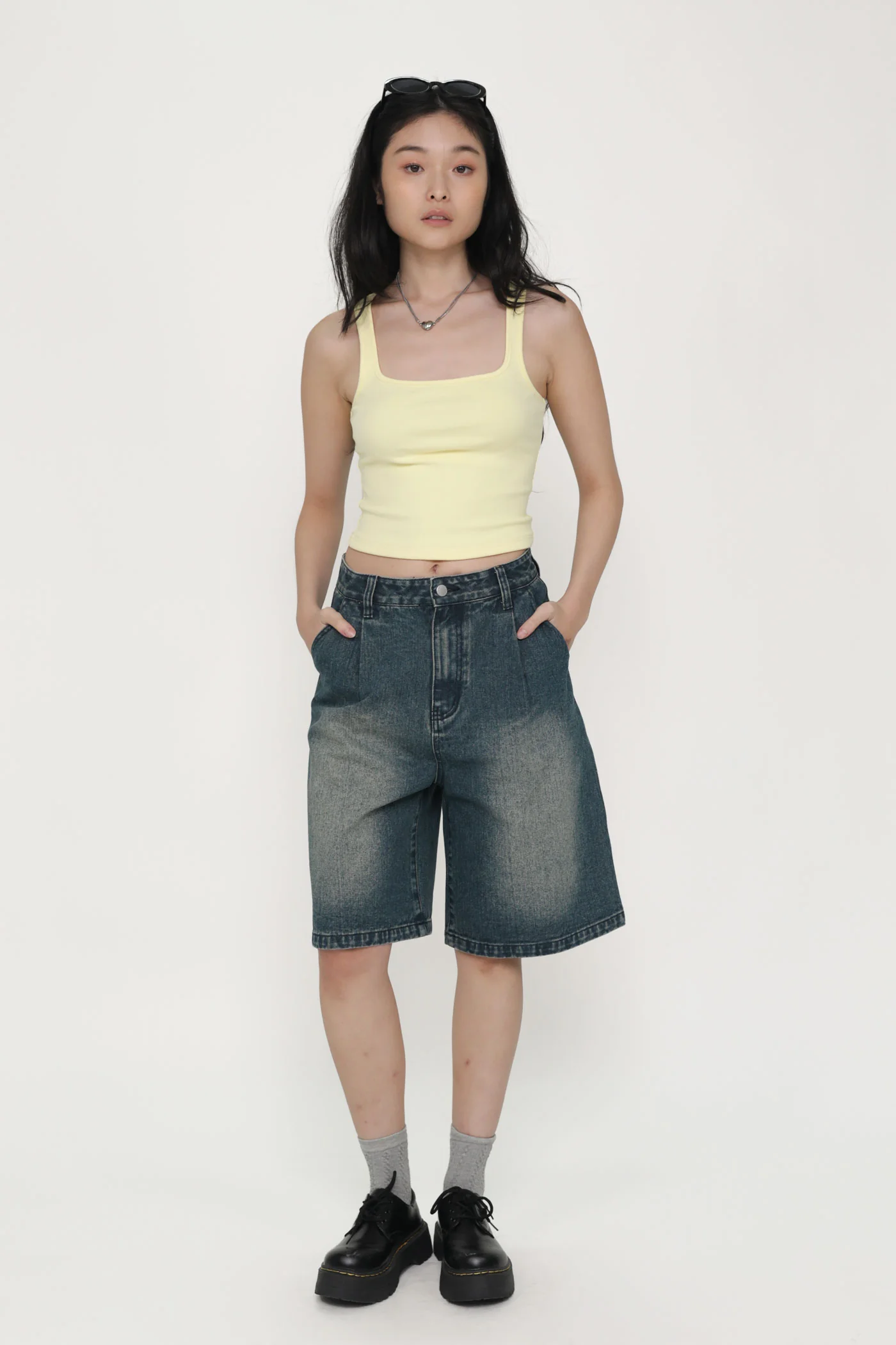Keep Going Pleated Denim Jorts - Image 17