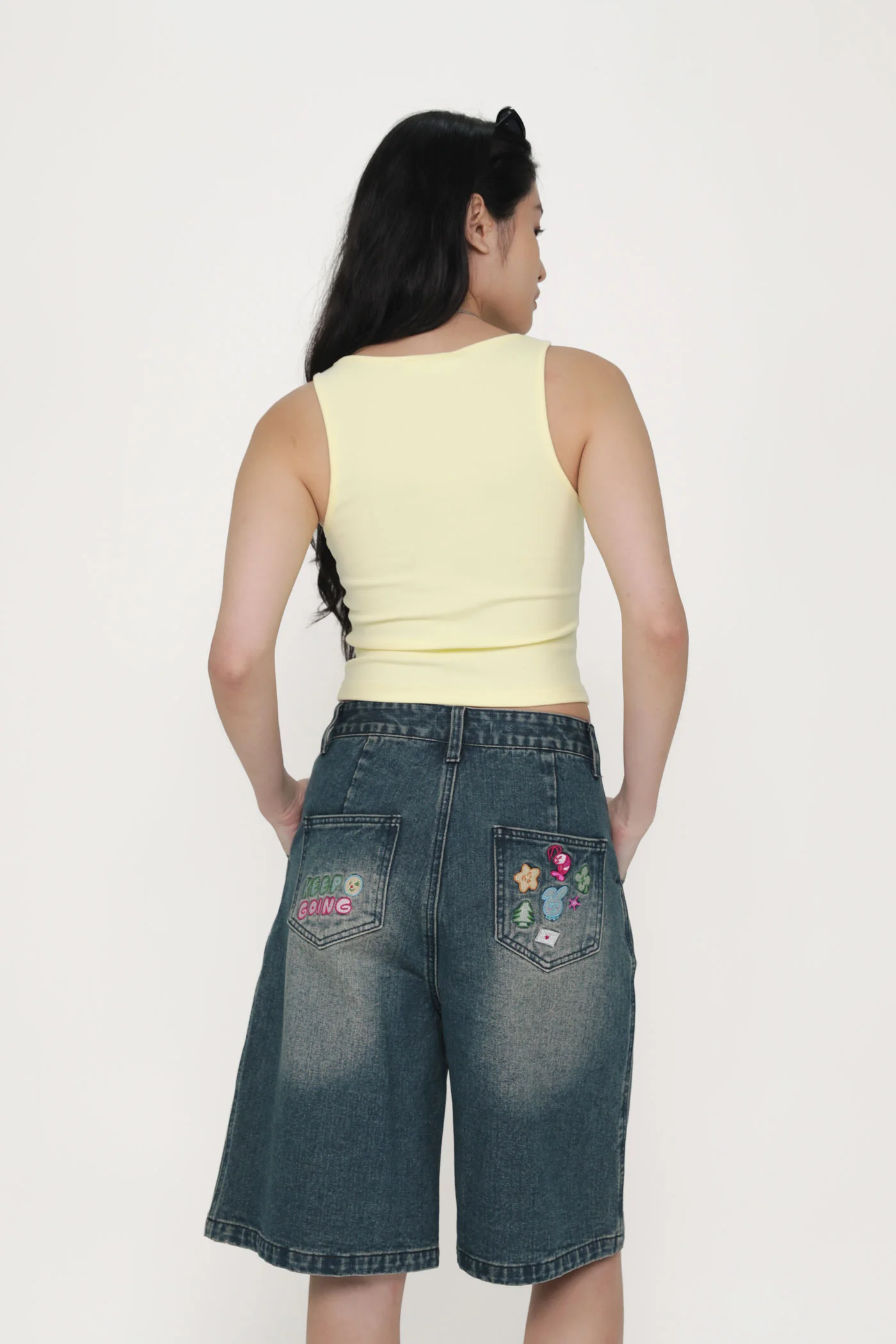 Keep Going Pleated Denim Jorts - Image 18