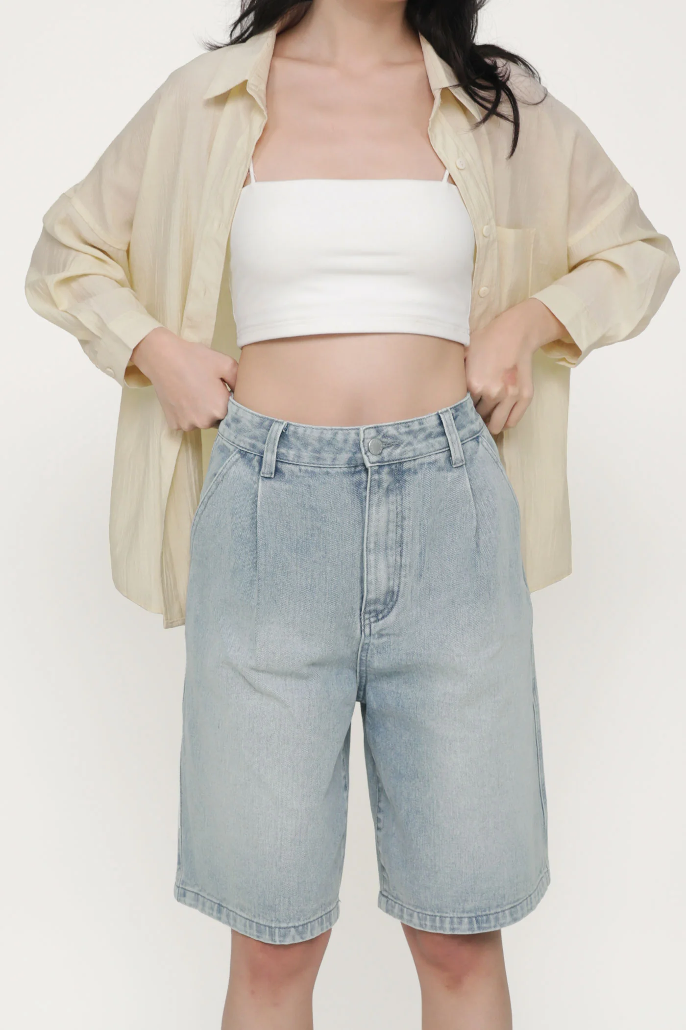 Keep Going Pleated Denim Jorts - Image 19