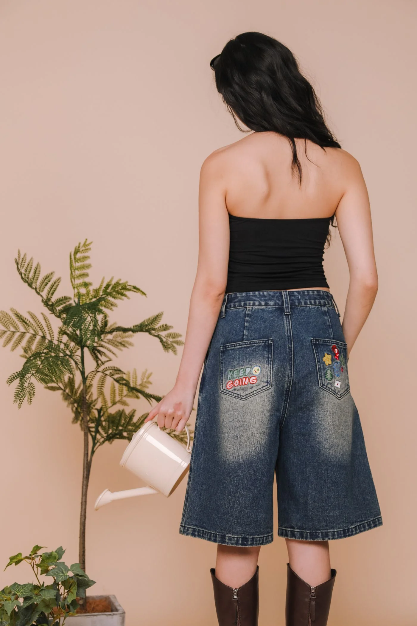 Keep Going Pleated Denim Jorts - Image 4