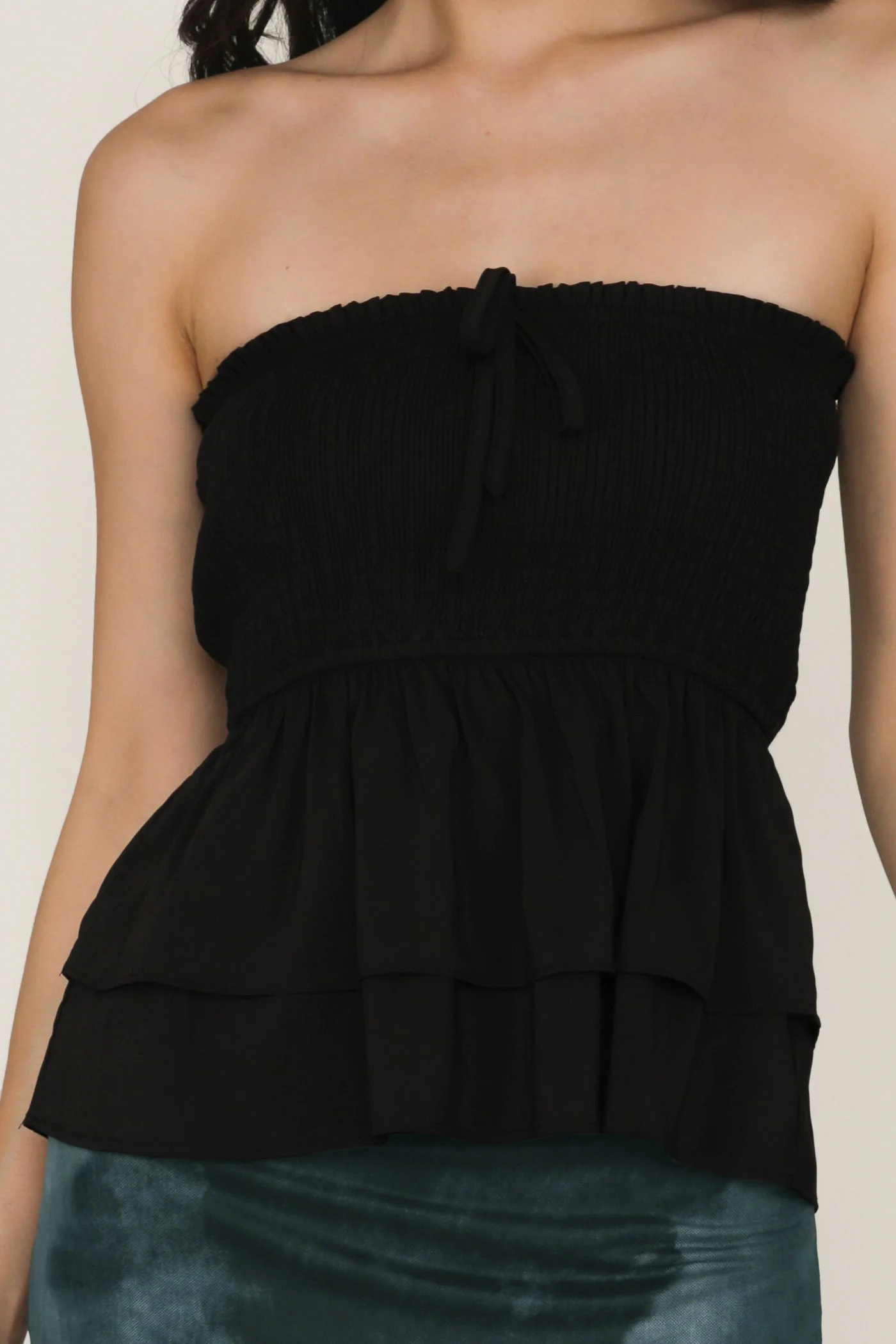 Kelcey Tie Front Ribbon Tube Top - Image 11