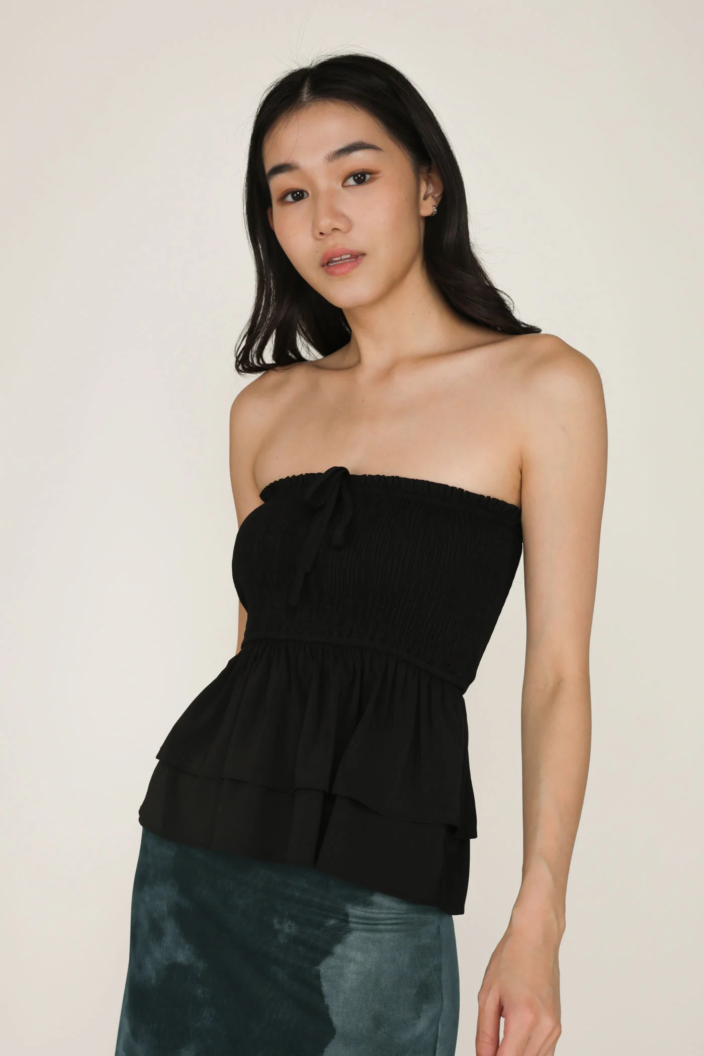 Kelcey Tie Front Ribbon Tube Top - Image 12