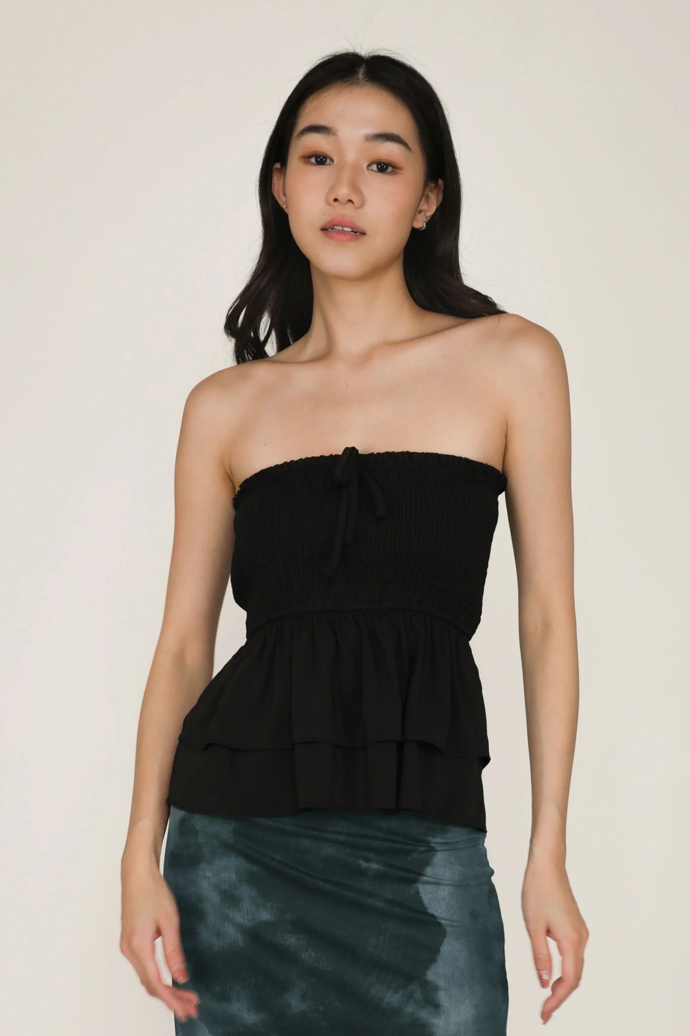 Kelcey Tie Front Ribbon Tube Top - Image 8