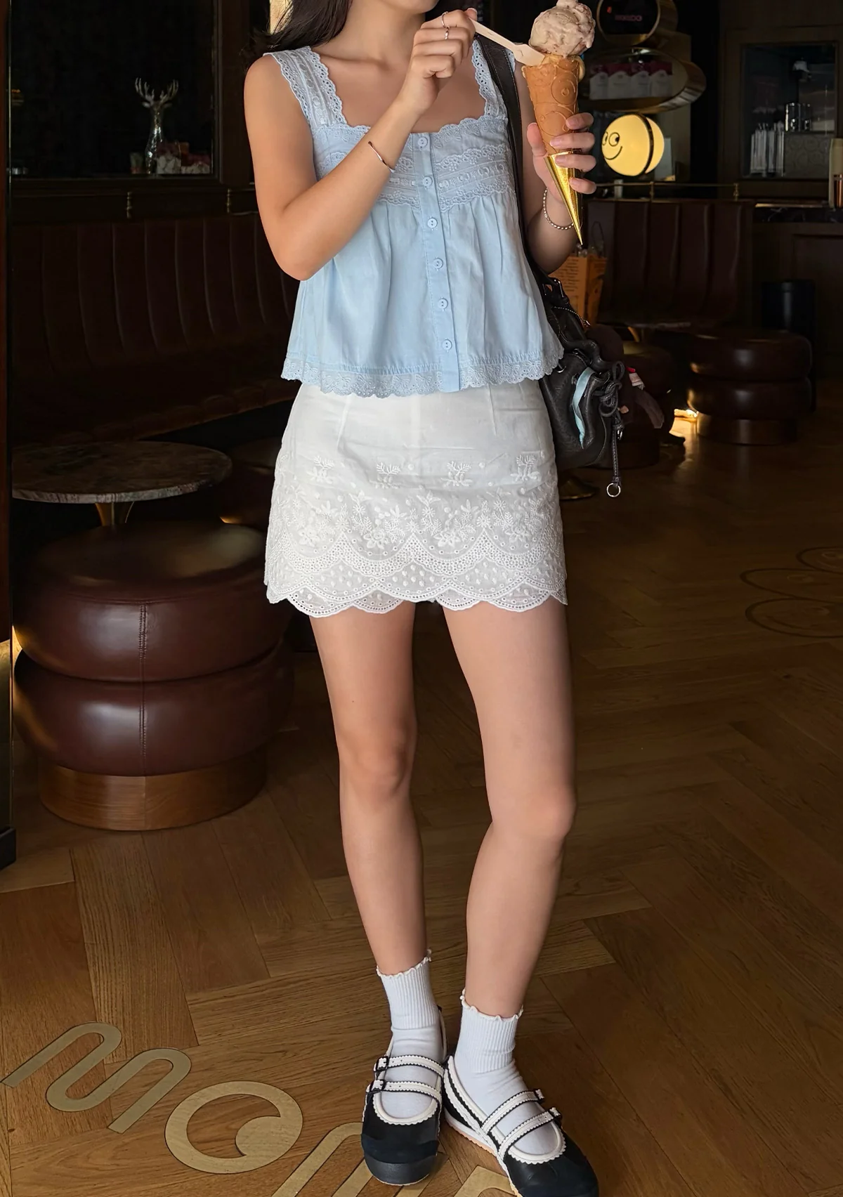 Klaris Eyelet Babydoll Top - Image 2
