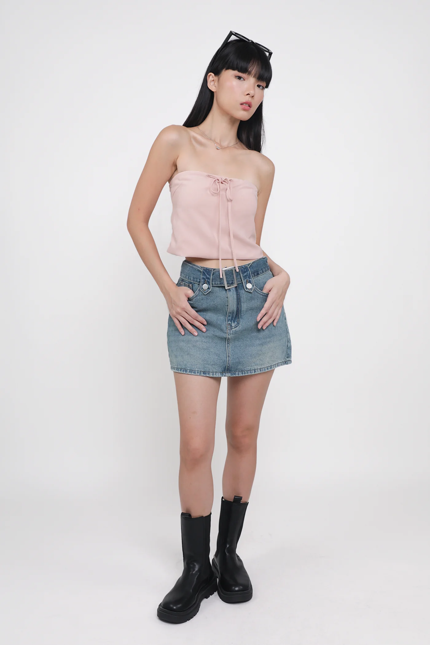Klyde Belted Denim Skorts - Image 4