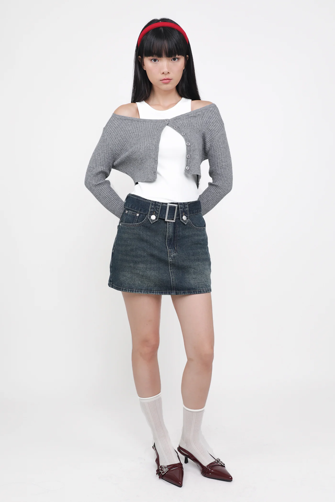 Klyde Belted Denim Skorts - Image 9