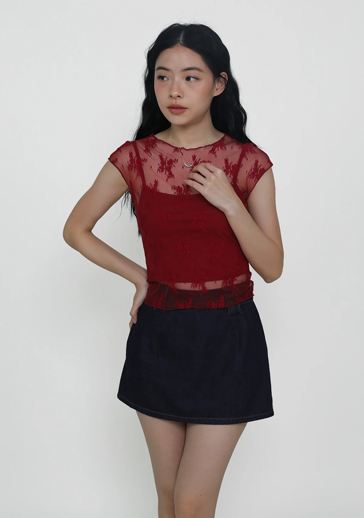 Lea Lace Overlay Top - Image 17
