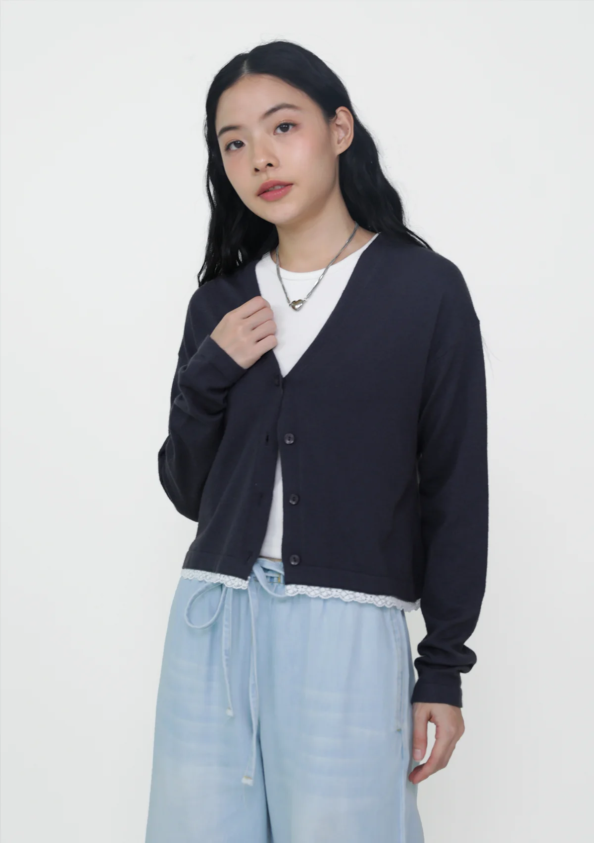 Umi Lace Trim Crop Cardigan - Image 3
