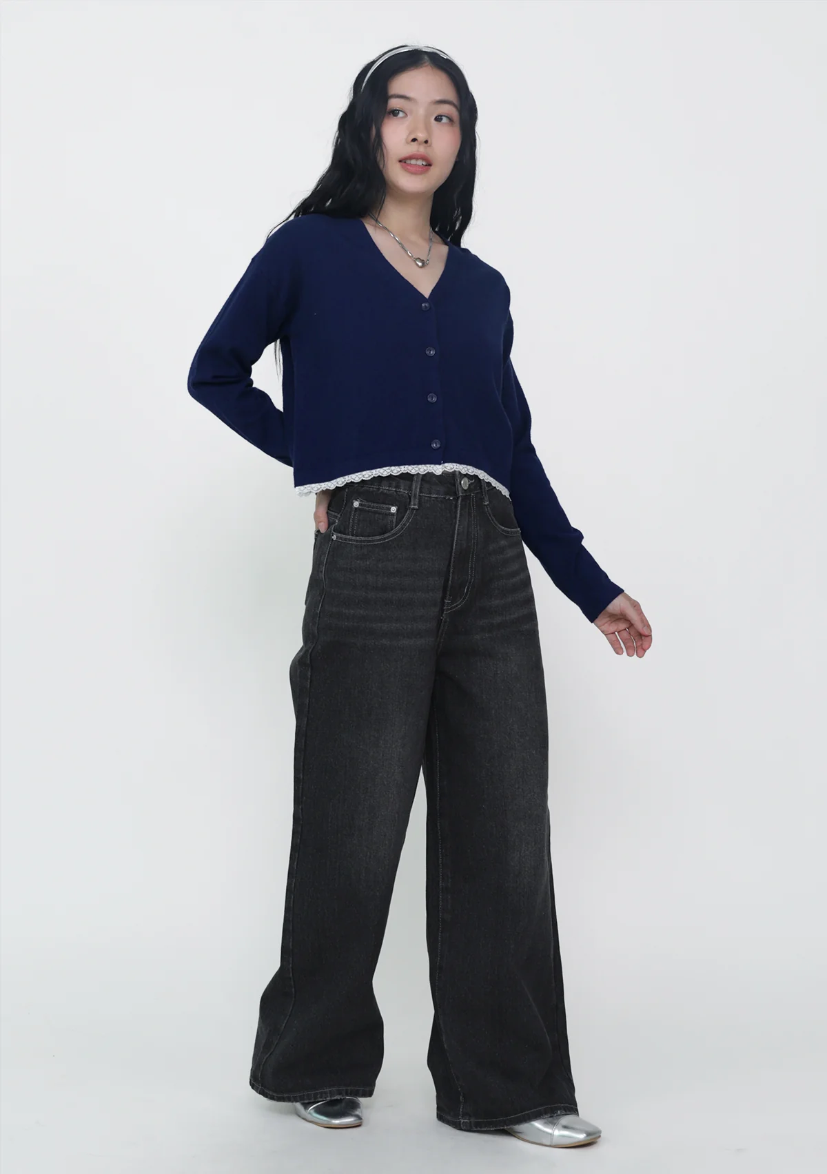 Umi Lace Trim Crop Cardigan - Image 4
