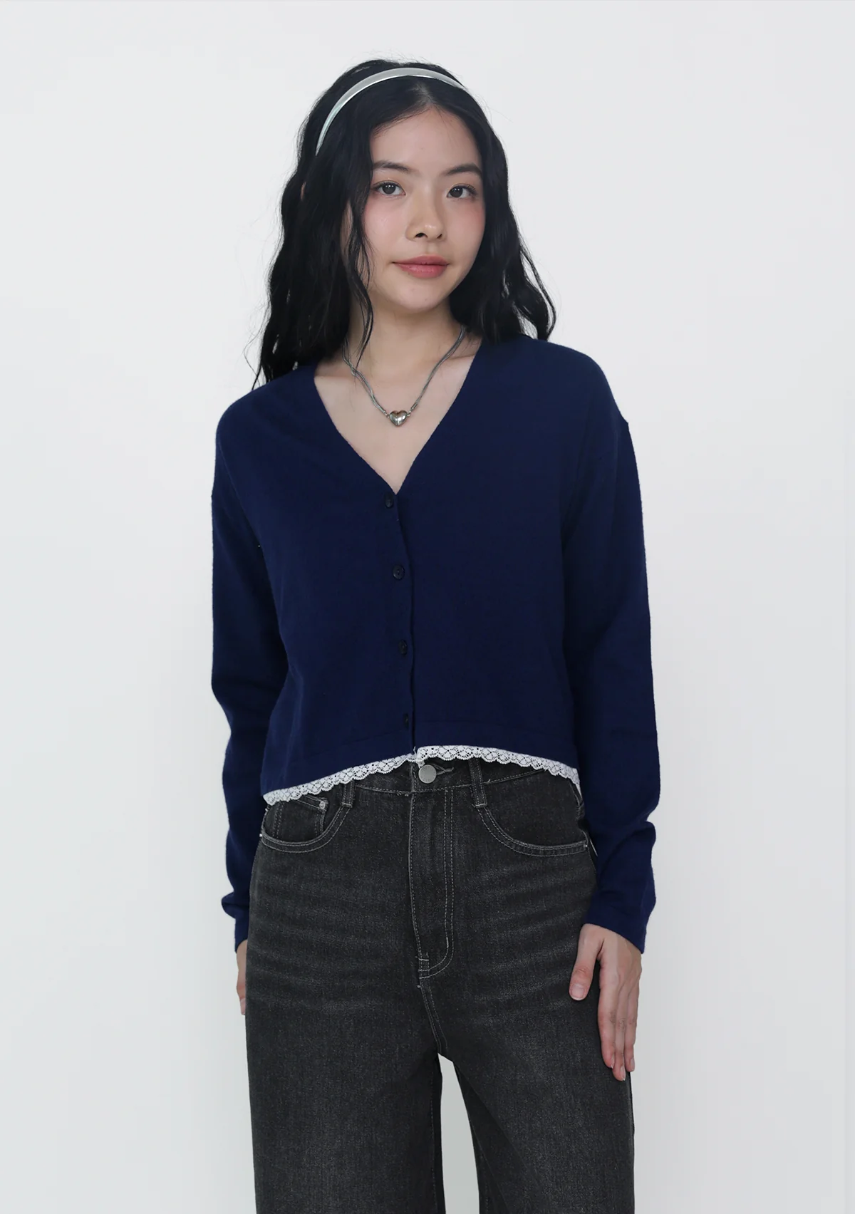 Umi Lace Trim Crop Cardigan - Image 6