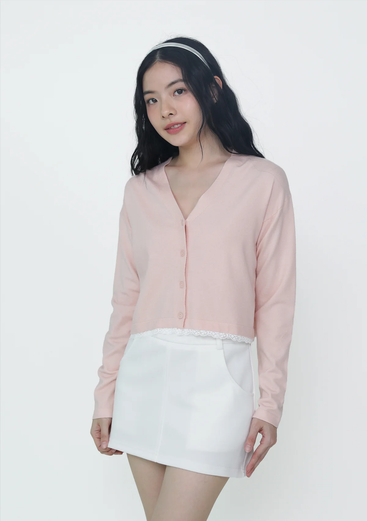 Umi Lace Trim Crop Cardigan - Image 9