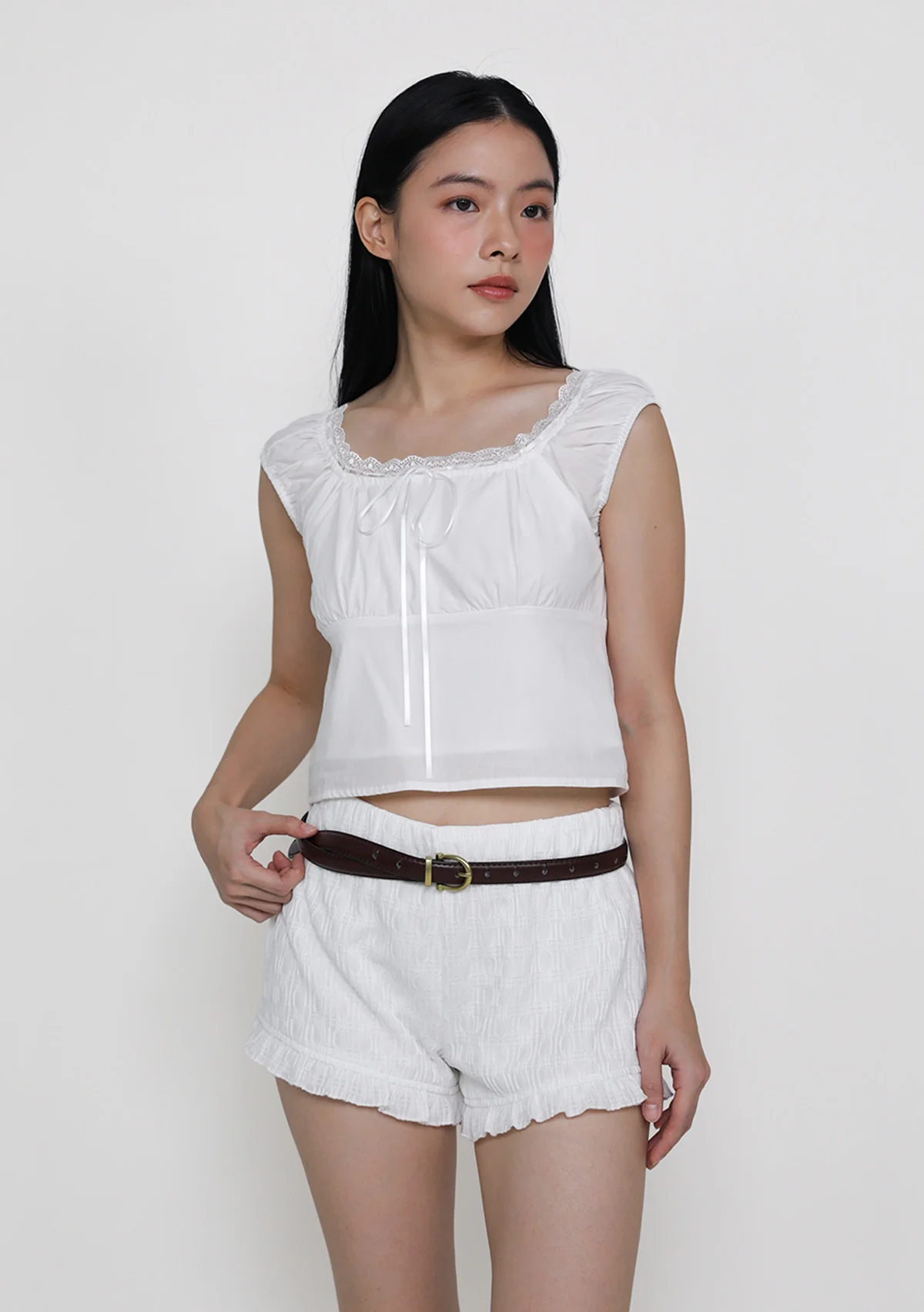Relle Lace Trim Ribbon Top - Image 10