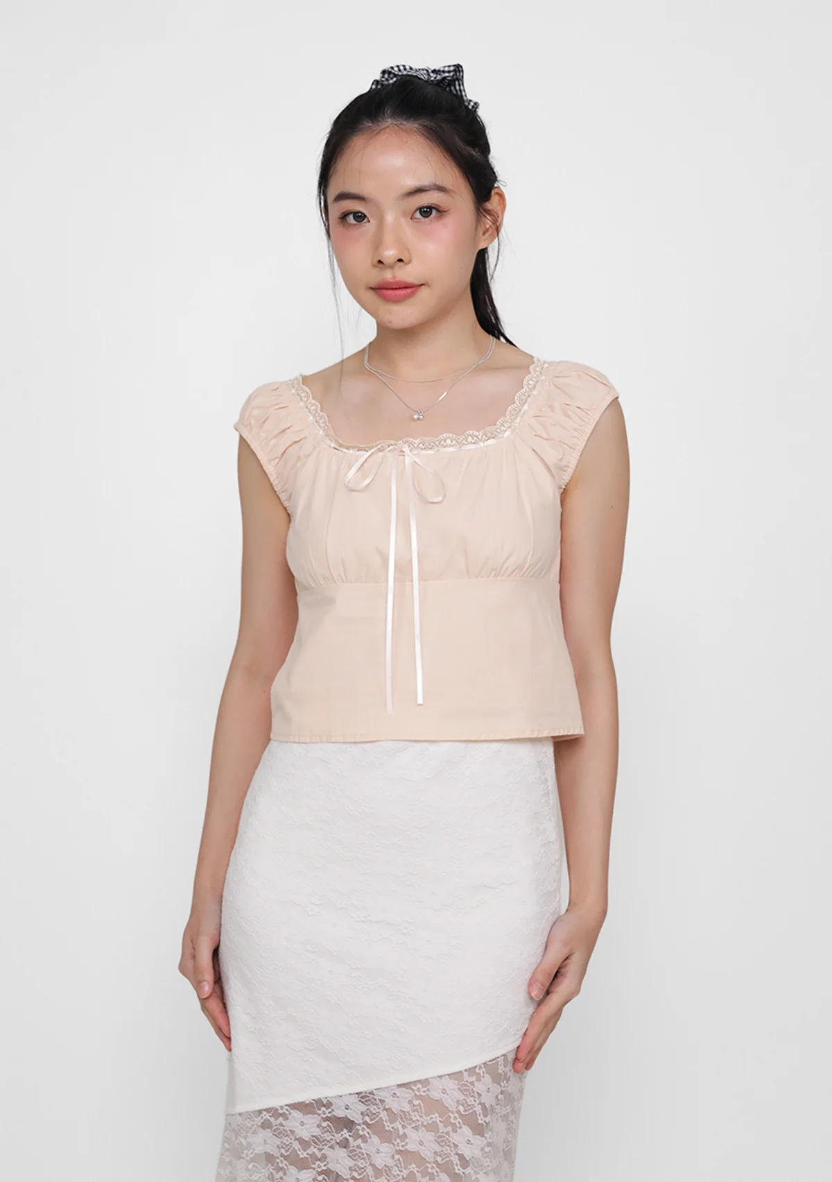 Relle Lace Trim Ribbon Top - Image 9