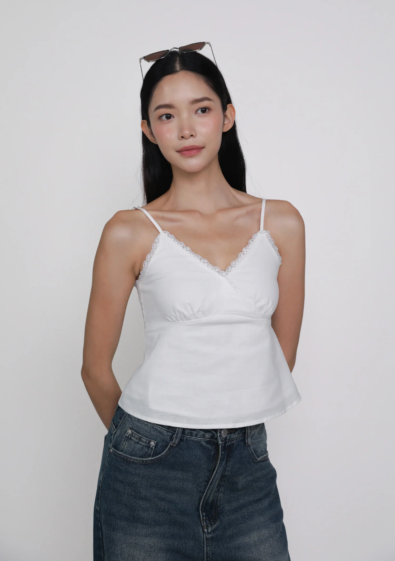 Dyanne Lace Trim Spag Top - Image 2