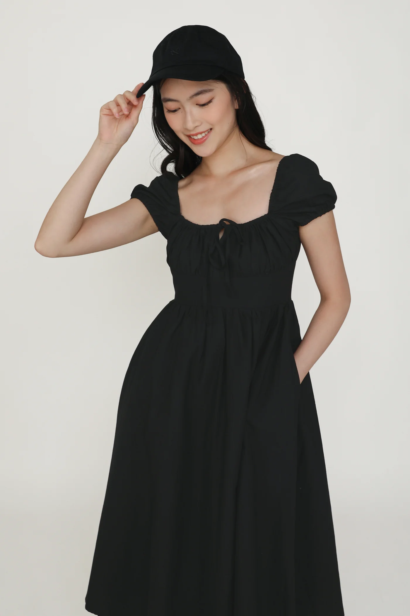 Lanelle Puffy Sleeve Linen Midi Dress - Image 11