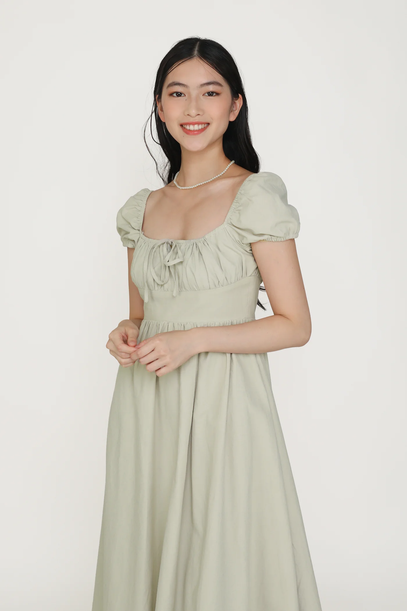 Lanelle Puffy Sleeve Linen Midi Dress - Image 4