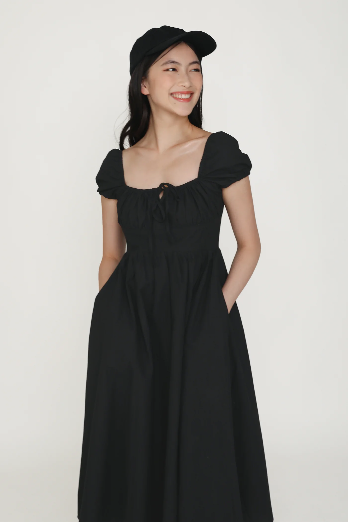 Lanelle Puffy Sleeve Linen Midi Dress - Image 9