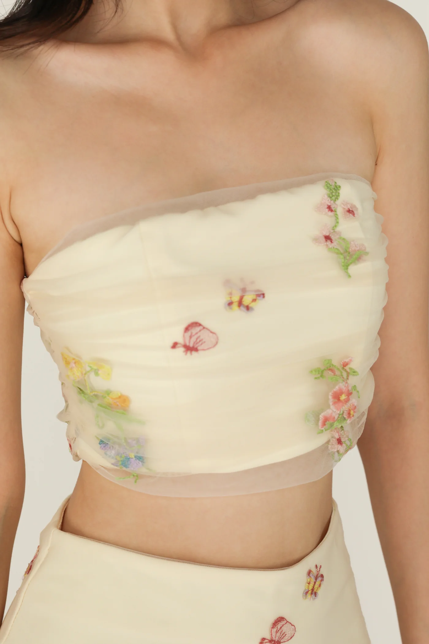 Lareen Embroidery Mesh Tube Padded Top - Image 10
