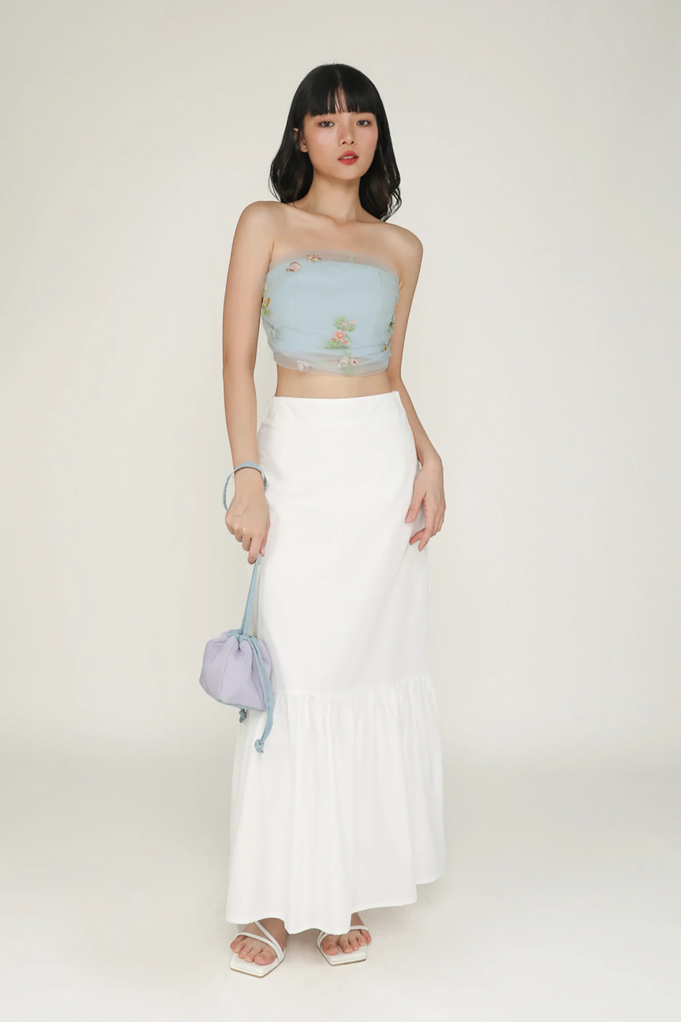 Lareen Embroidery Mesh Tube Padded Top - Image 13