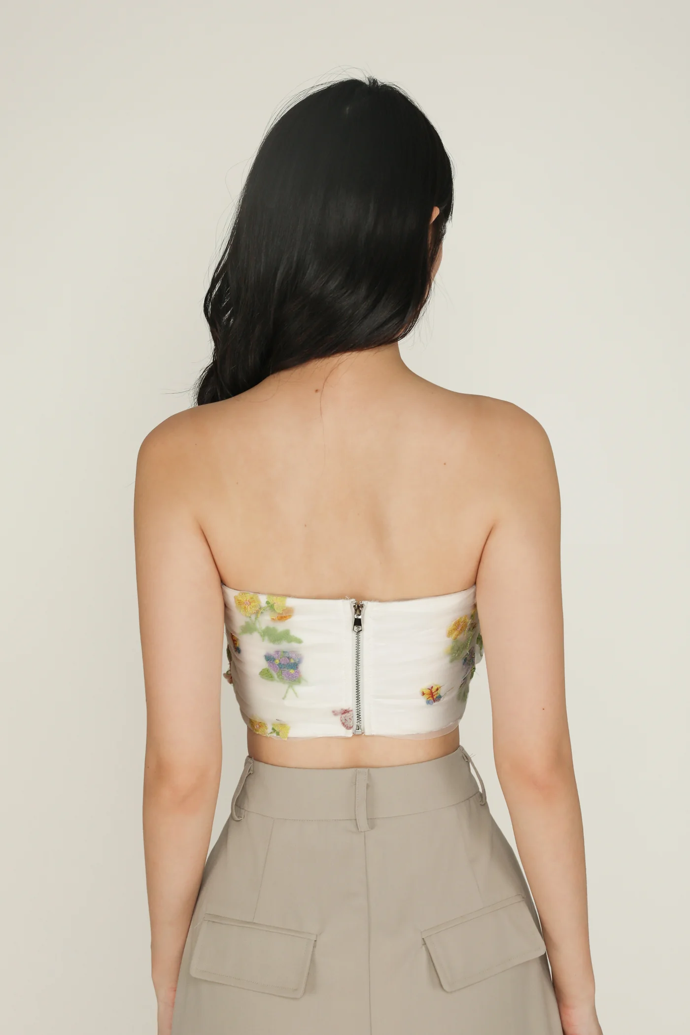 Lareen Embroidery Mesh Tube Padded Top - Image 6