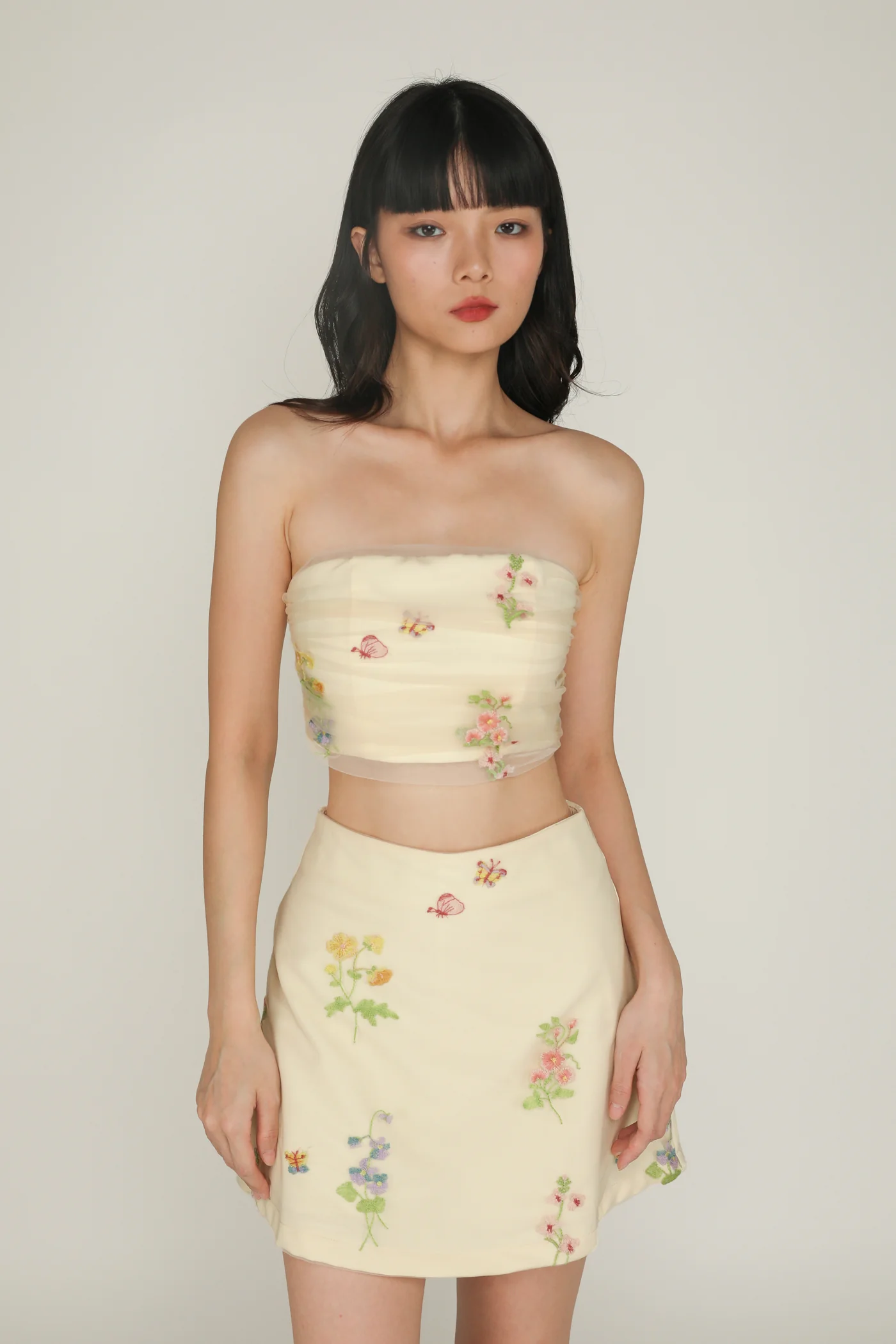 Lareen Embroidery Mesh Tube Padded Top - Image 9