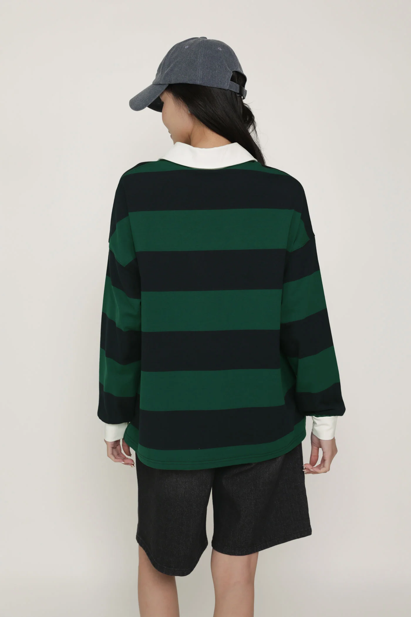 Leonard Oversized Long Sleeve Polo Shirt (Striped) - Image 14