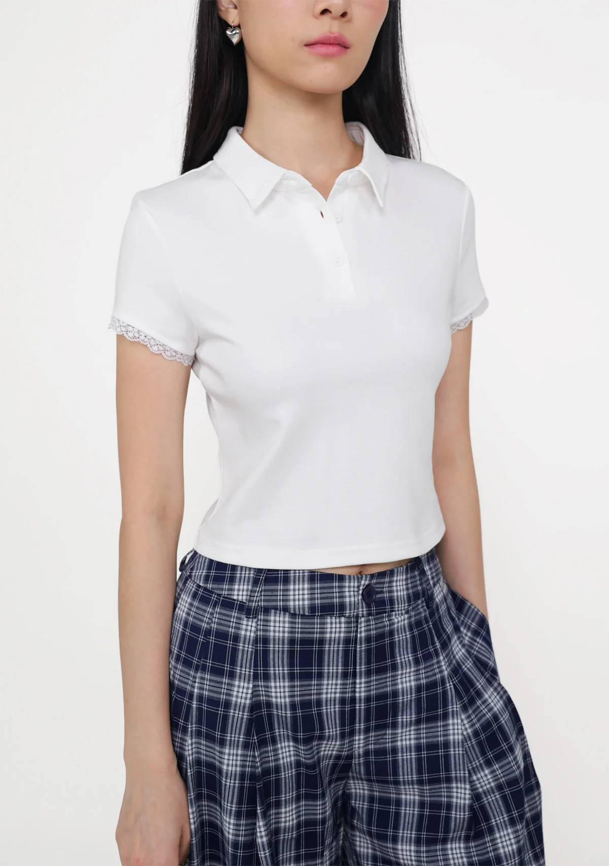 Liana Lace Trim Polo Tee - Image 6