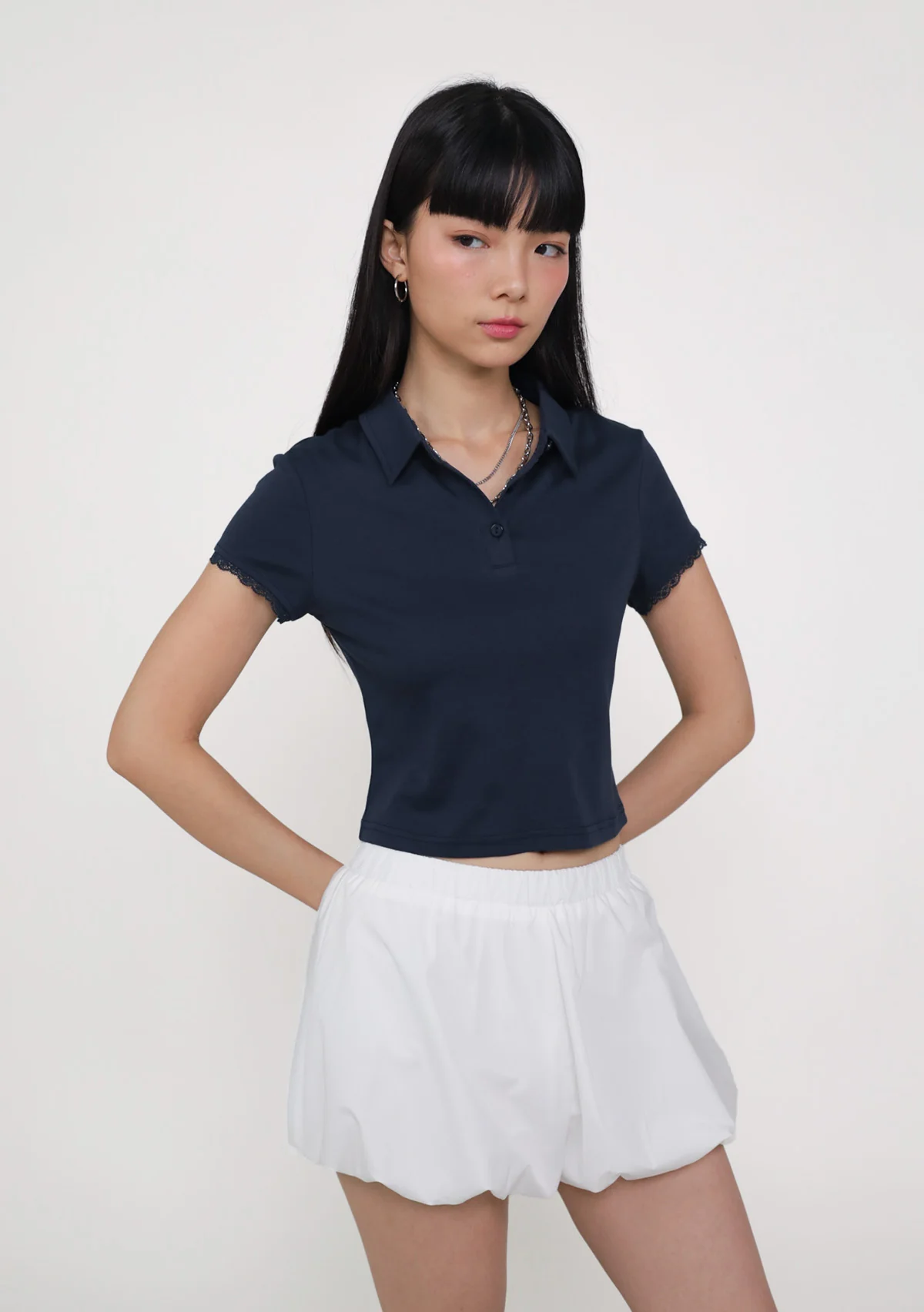 Liana Lace Trim Polo Tee - Image 8