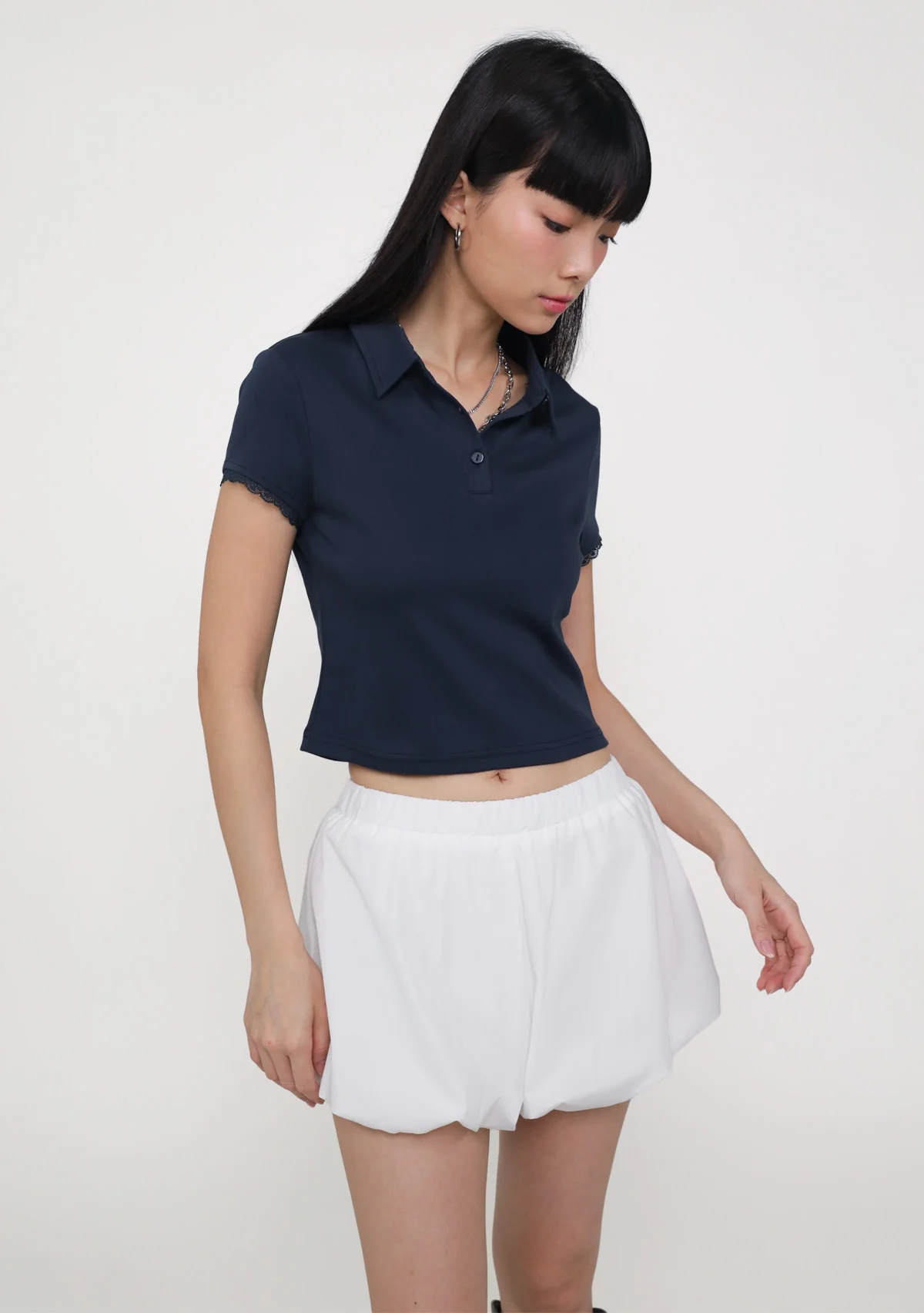 Liana Lace Trim Polo Tee - Image 9