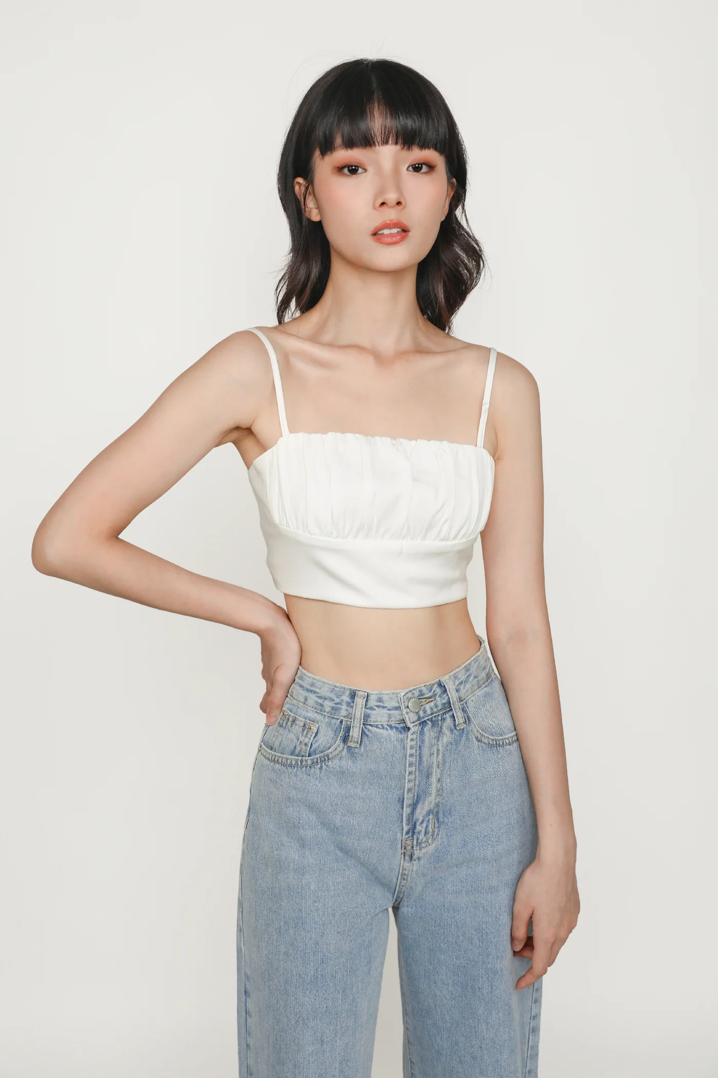 Luisa Ruched Crop Spag Top
