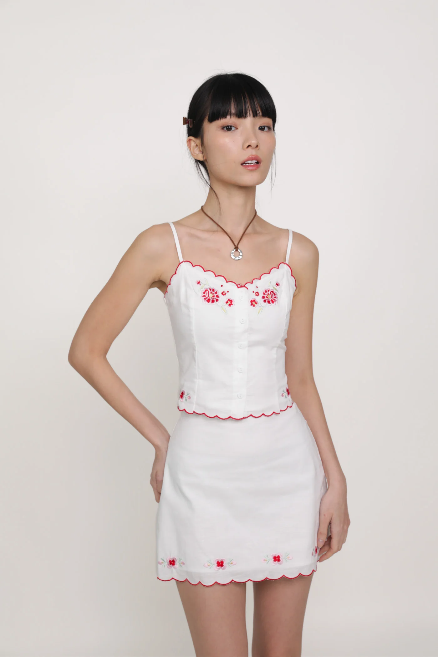 Lune Embroidery Scallop Hem Skirt - Image 10