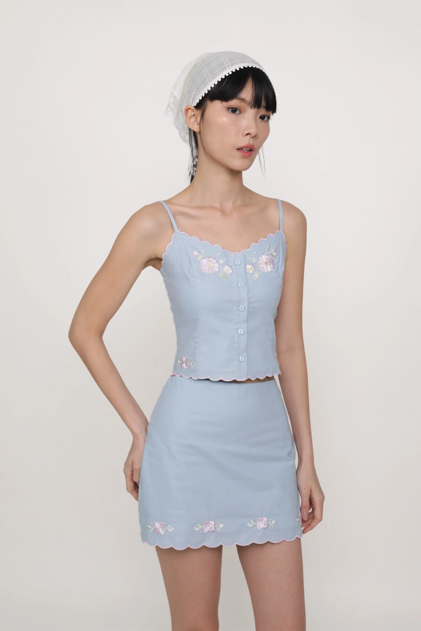 Lune Embroidery Scallop Hem Skirt - Image 5