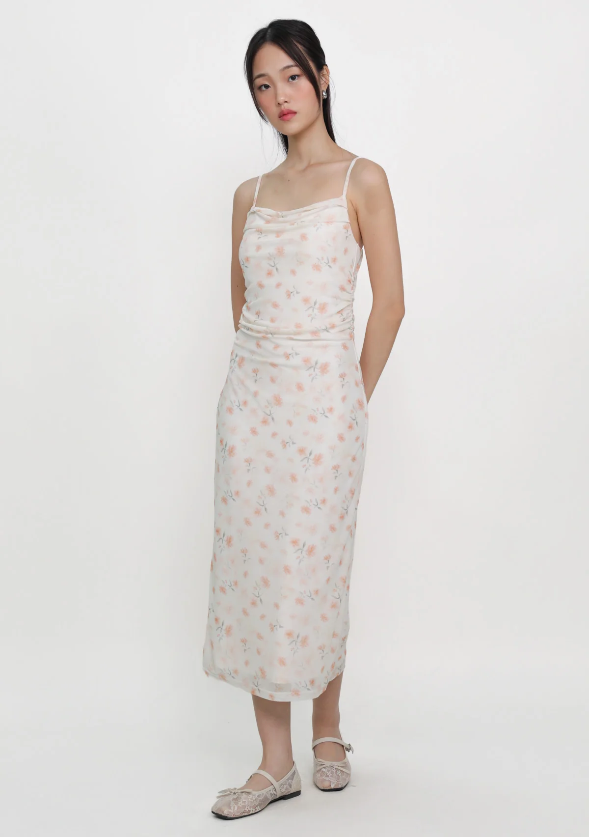 Lyanna Ruched Mesh Padded Dress (Floral) - Image 10