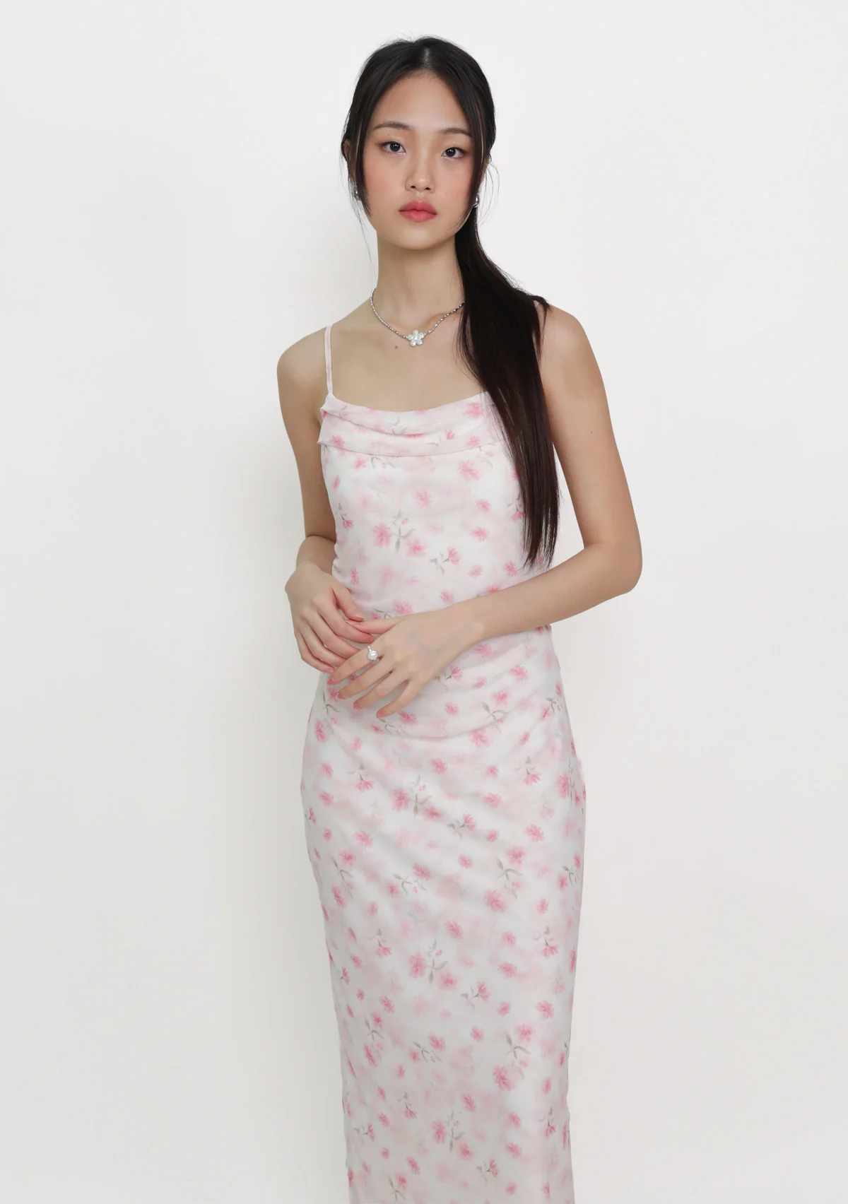 Lyanna Ruched Mesh Padded Dress (Floral) - Image 13