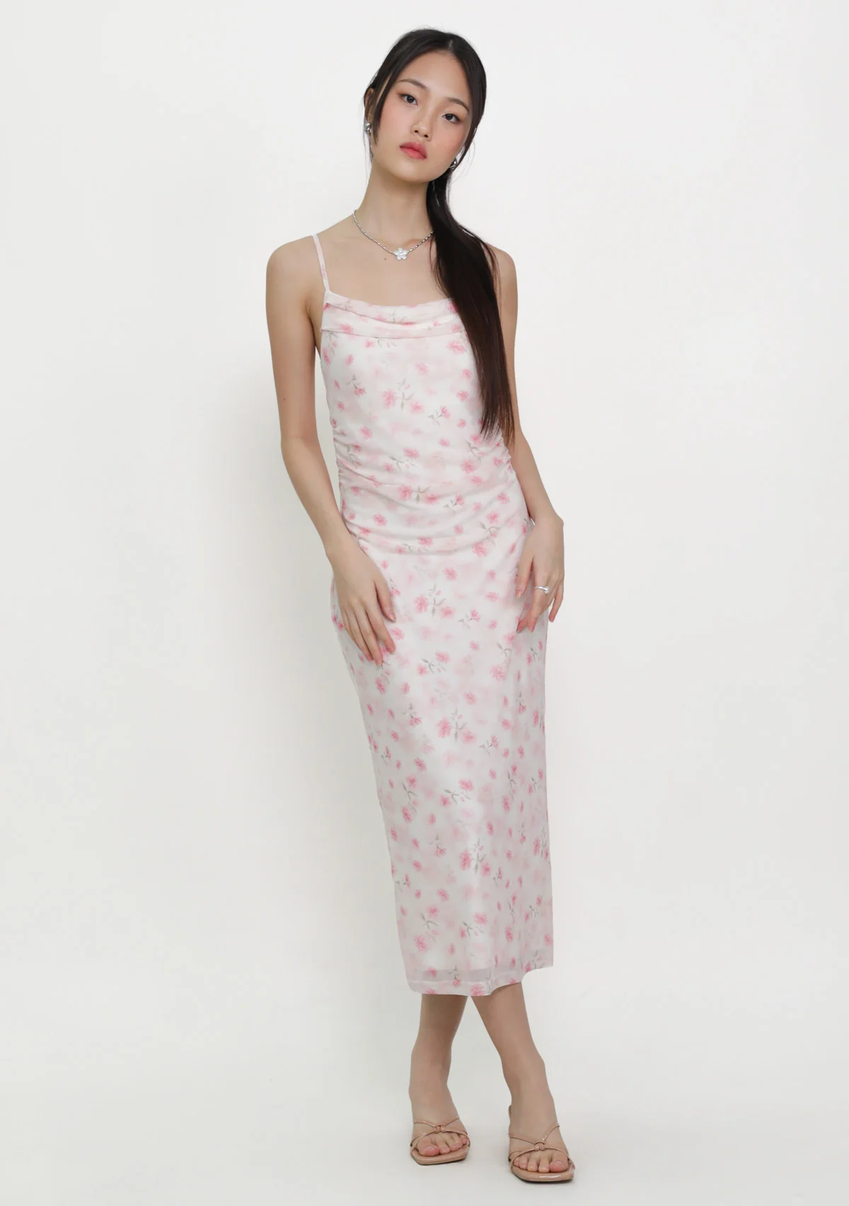 Lyanna Ruched Mesh Padded Dress (Floral) - Image 14