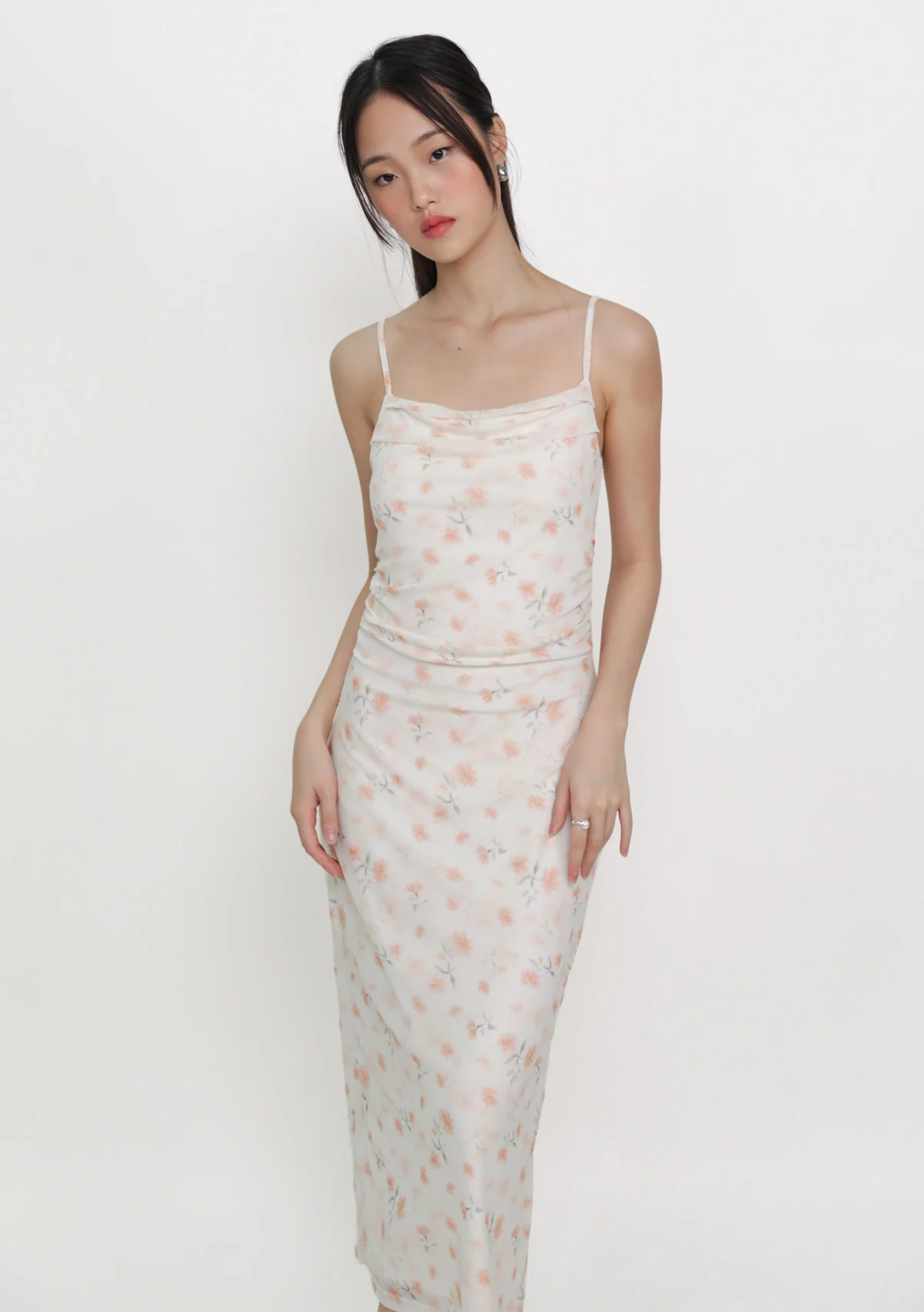 Lyanna Ruched Mesh Padded Dress (Floral) - Image 3