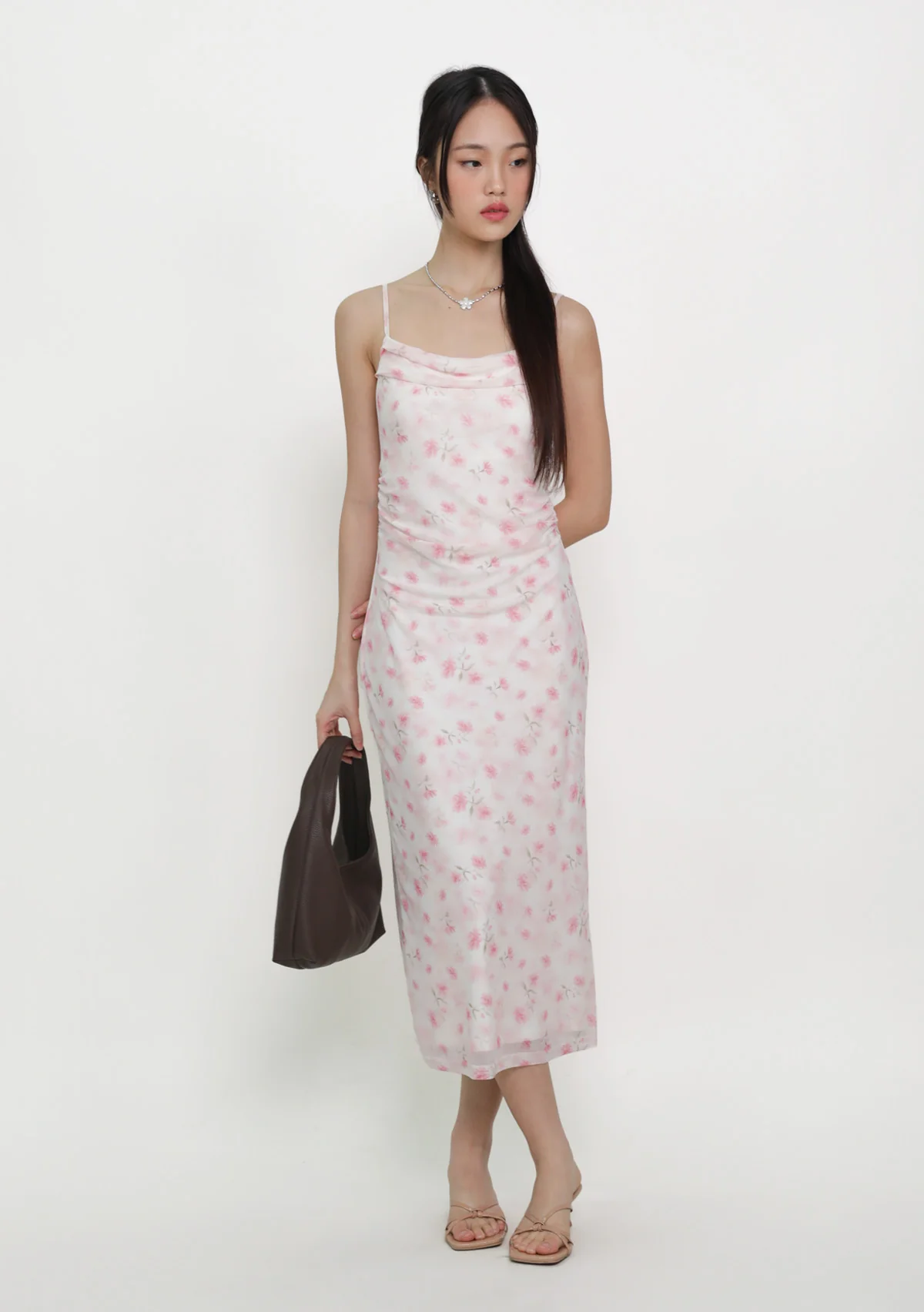 Lyanna Ruched Mesh Padded Dress (Floral) - Image 4