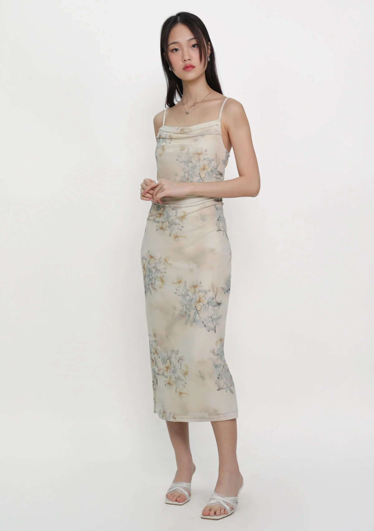 Lyanna Ruched Mesh Padded Dress (Floral) - Image 6