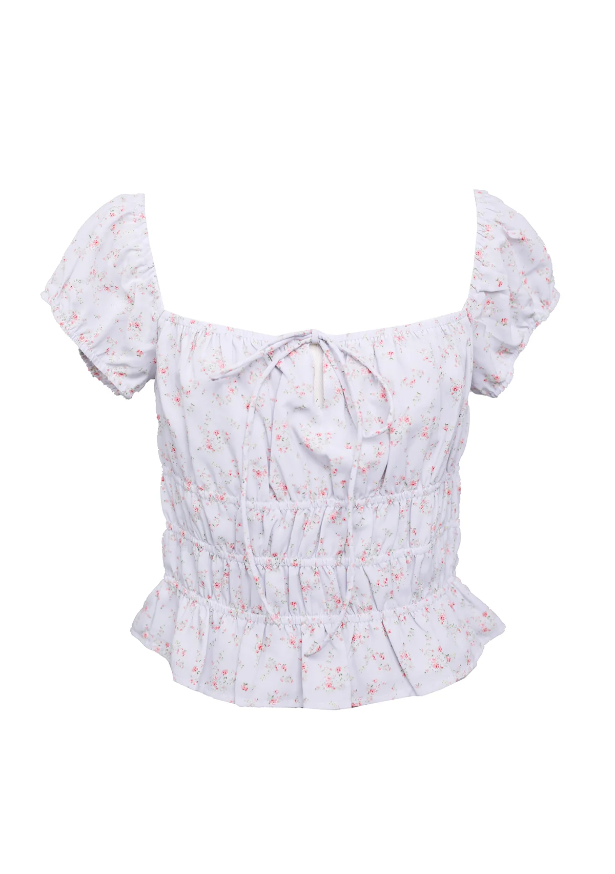 Lyra Ribbon Shirred Top (Floral) - Image 2