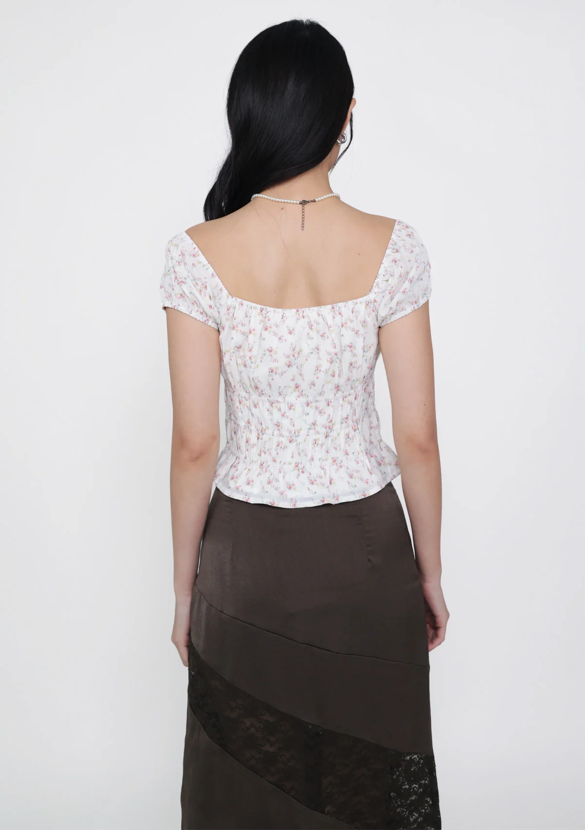 Lyra Ribbon Shirred Top (Floral) - Image 6