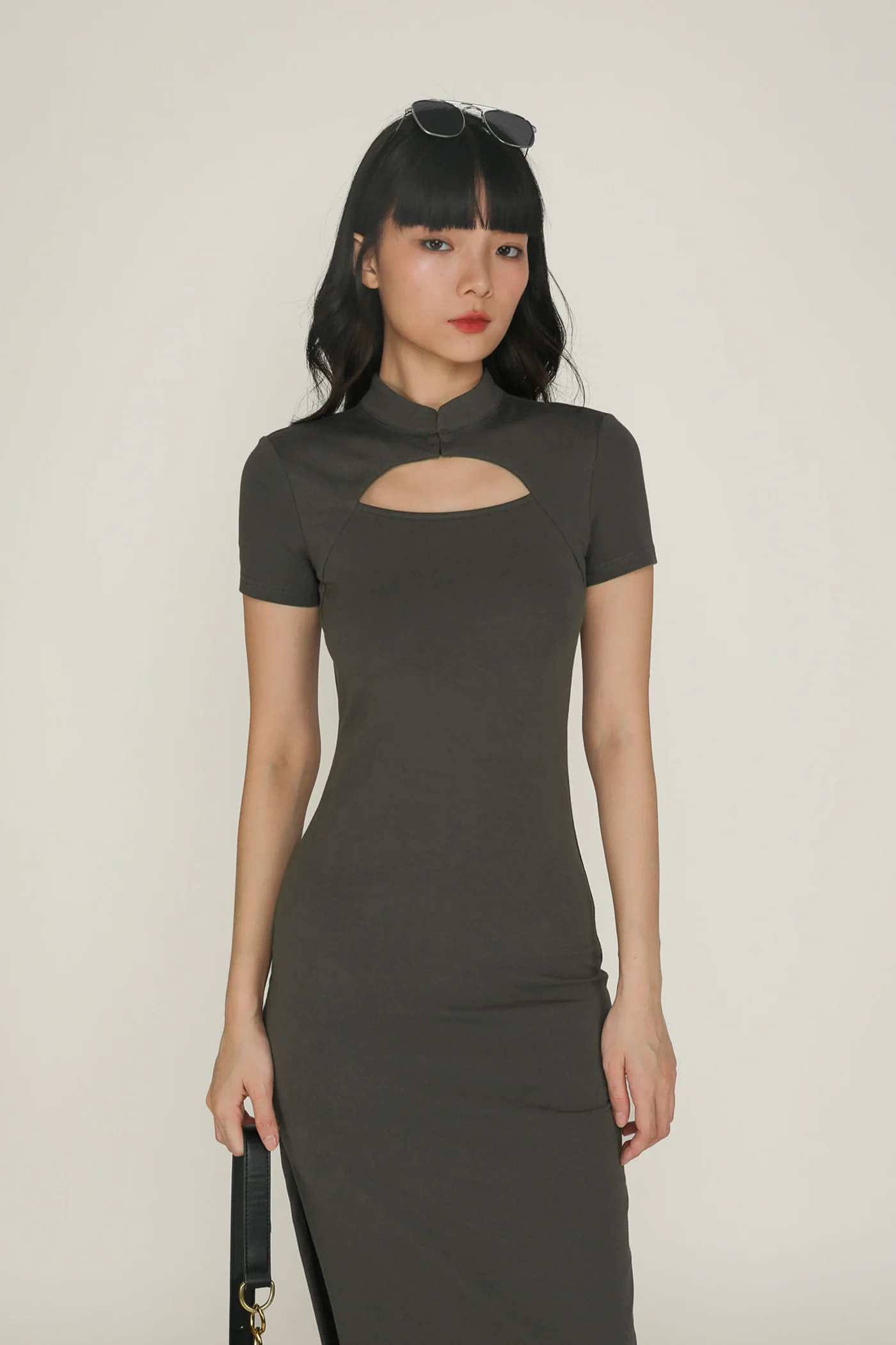 Mae Mandarin Collared Maxi Dress