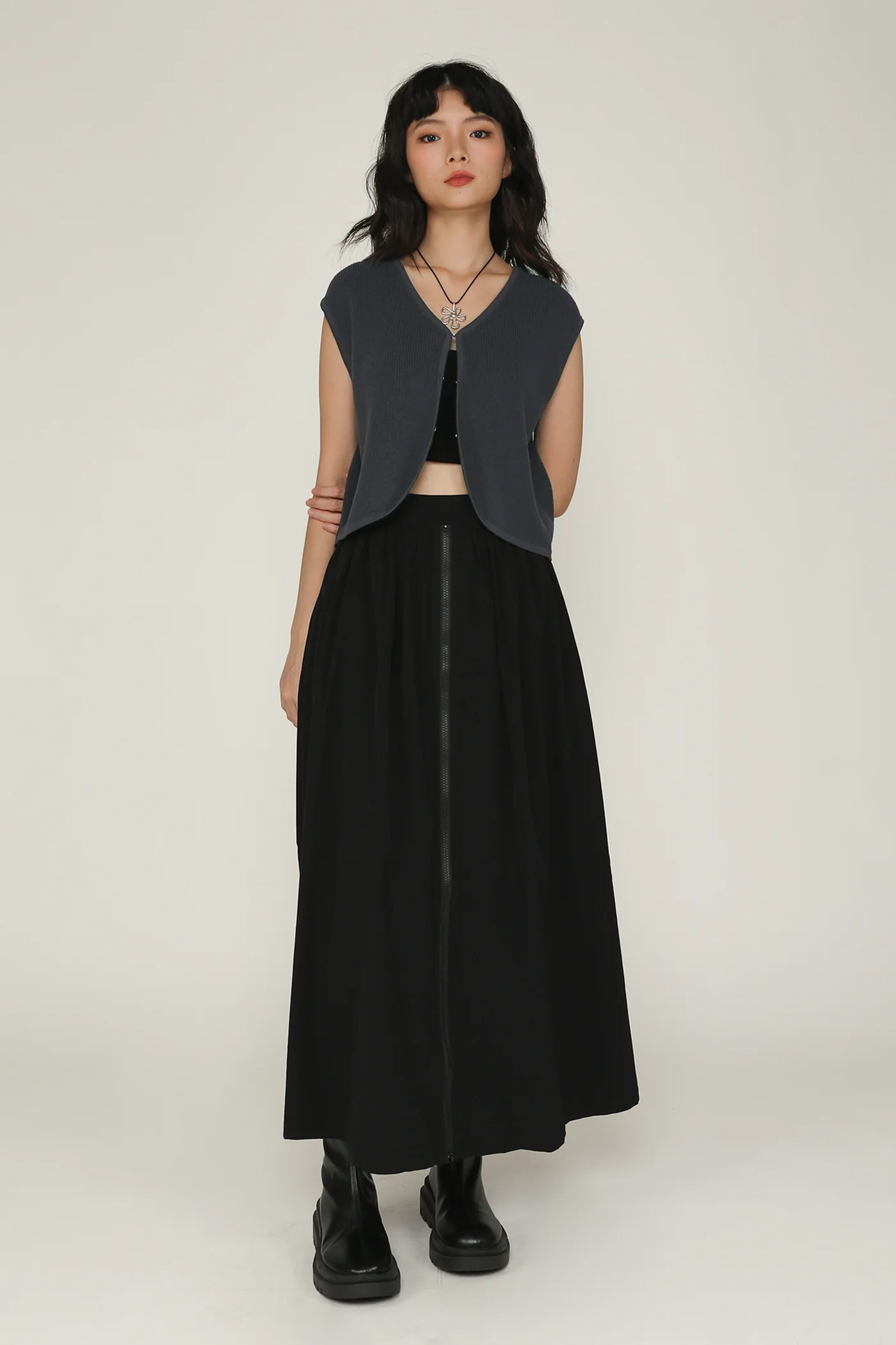 Magnus Nylon Zipper Maxi Skirt - Image 11