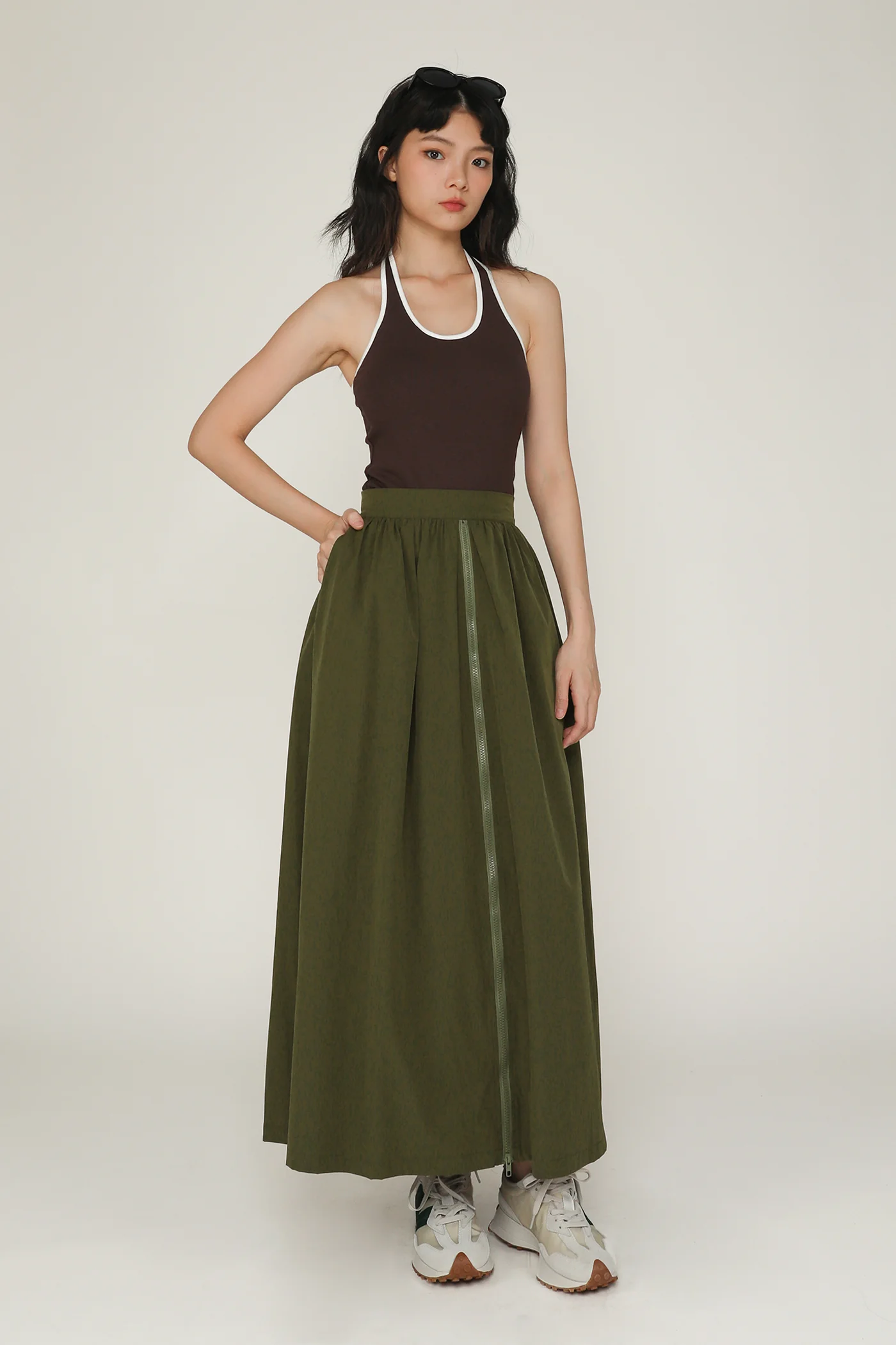 Magnus Nylon Zipper Maxi Skirt - Image 19