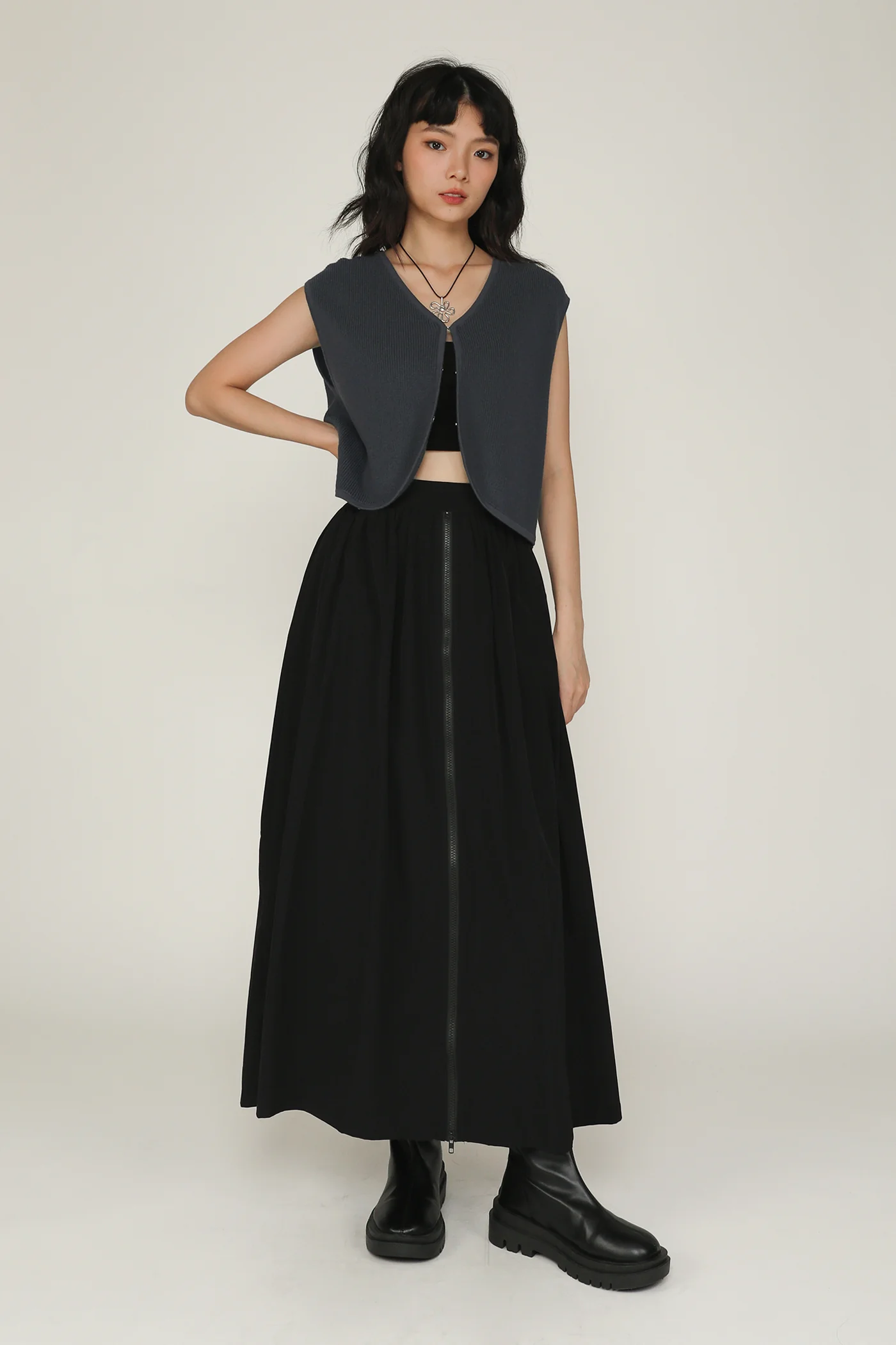 Magnus Nylon Zipper Maxi Skirt - Image 21