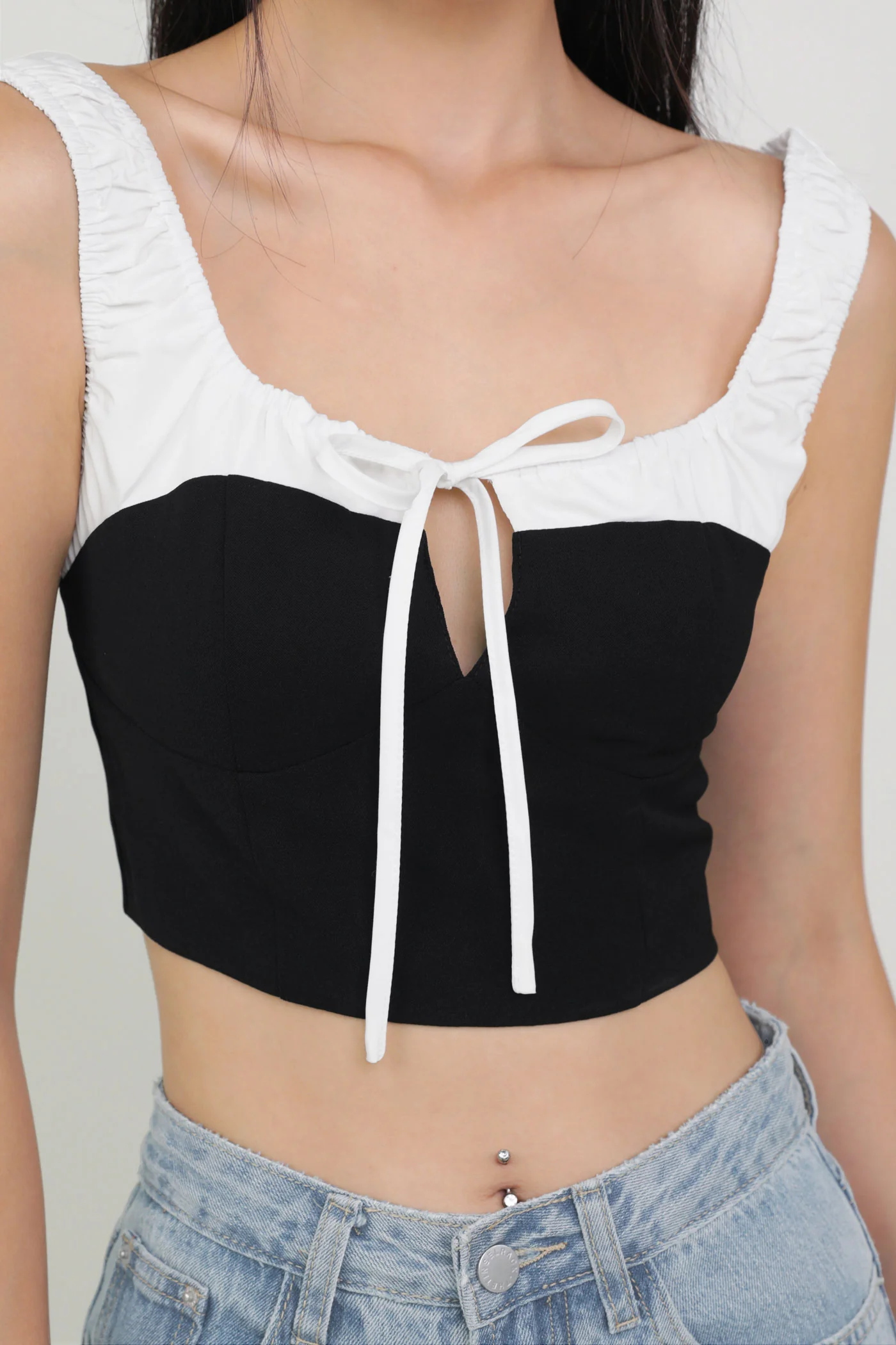 Maira Contrast Ruched Tie Front Top - Image 15