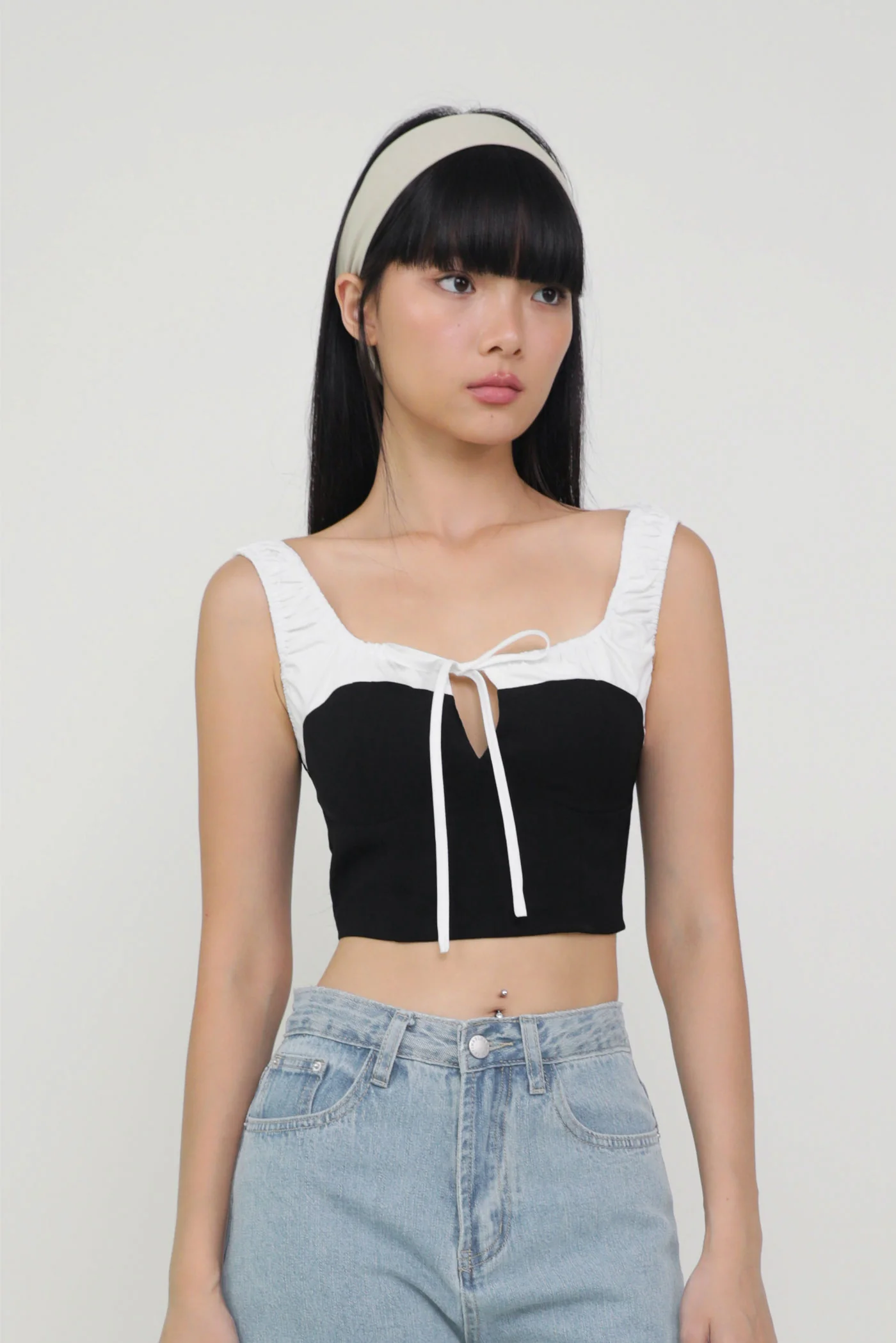 Maira Contrast Ruched Tie Front Top - Image 16