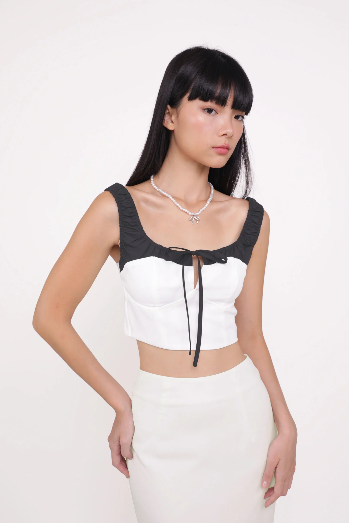 Maira Contrast Ruched Tie Front Top - Image 20