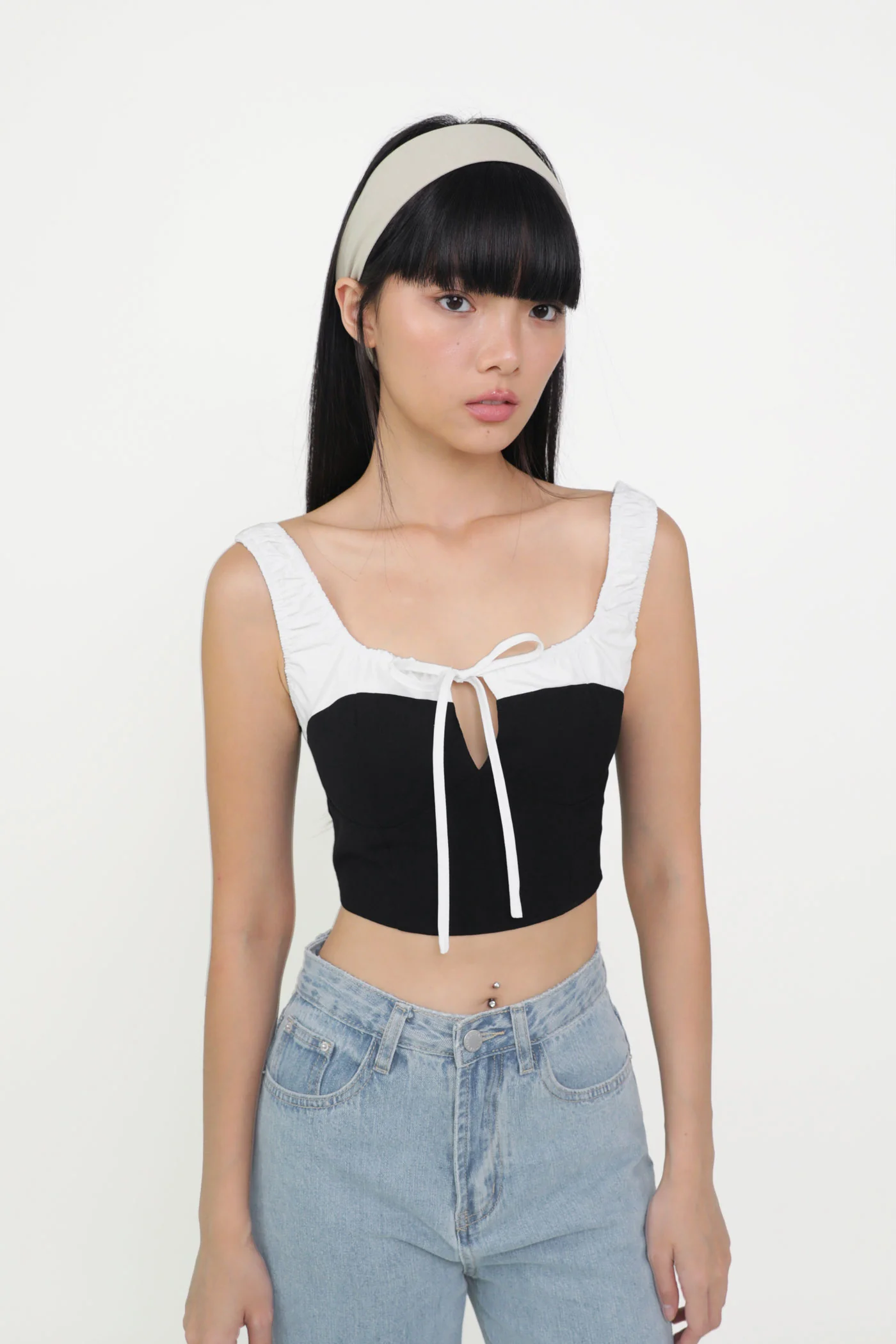 Maira Contrast Ruched Tie Front Top - Image 5